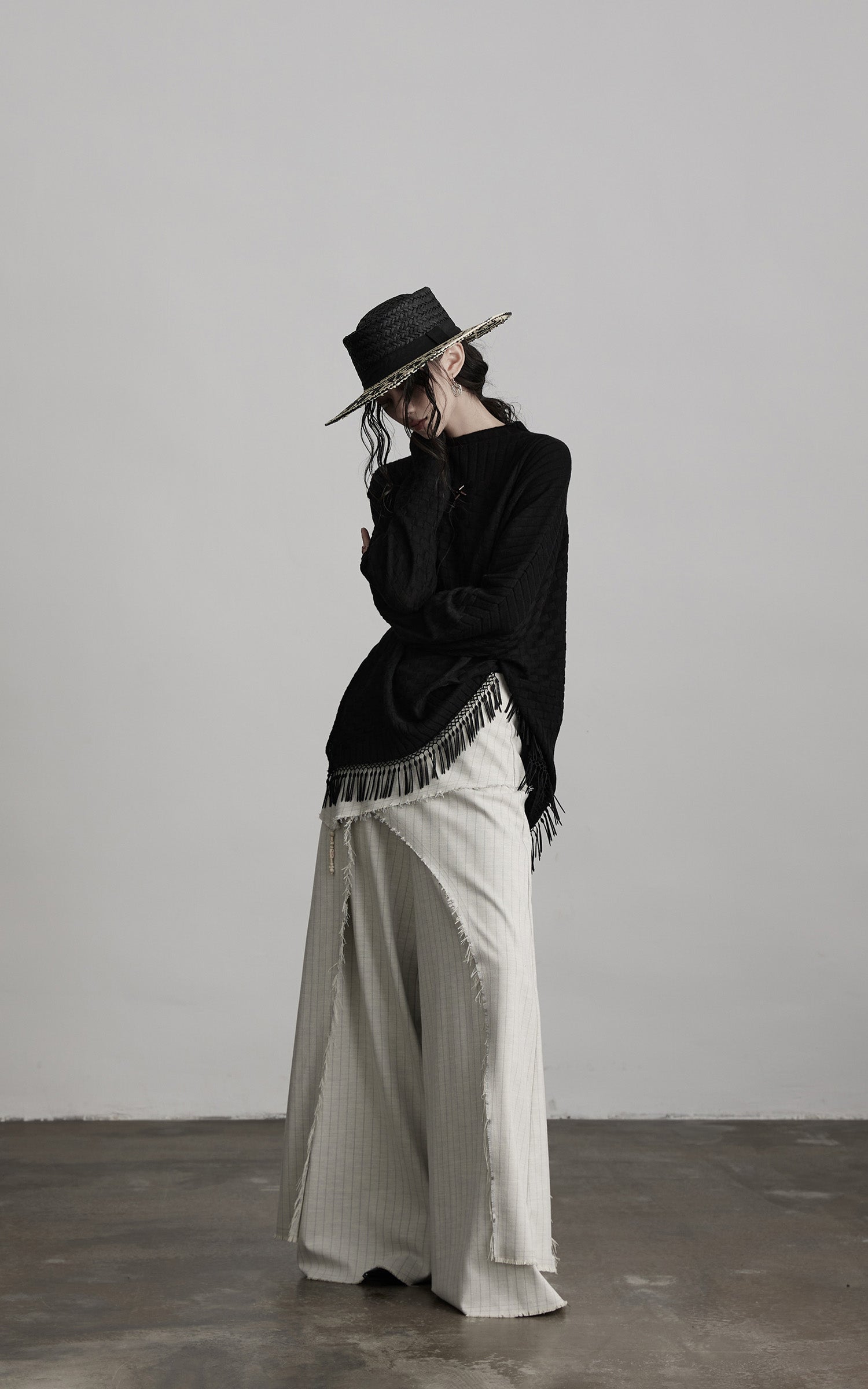 <tc>INDULGE</tc> Strickpullover mit Struktur und Fransen