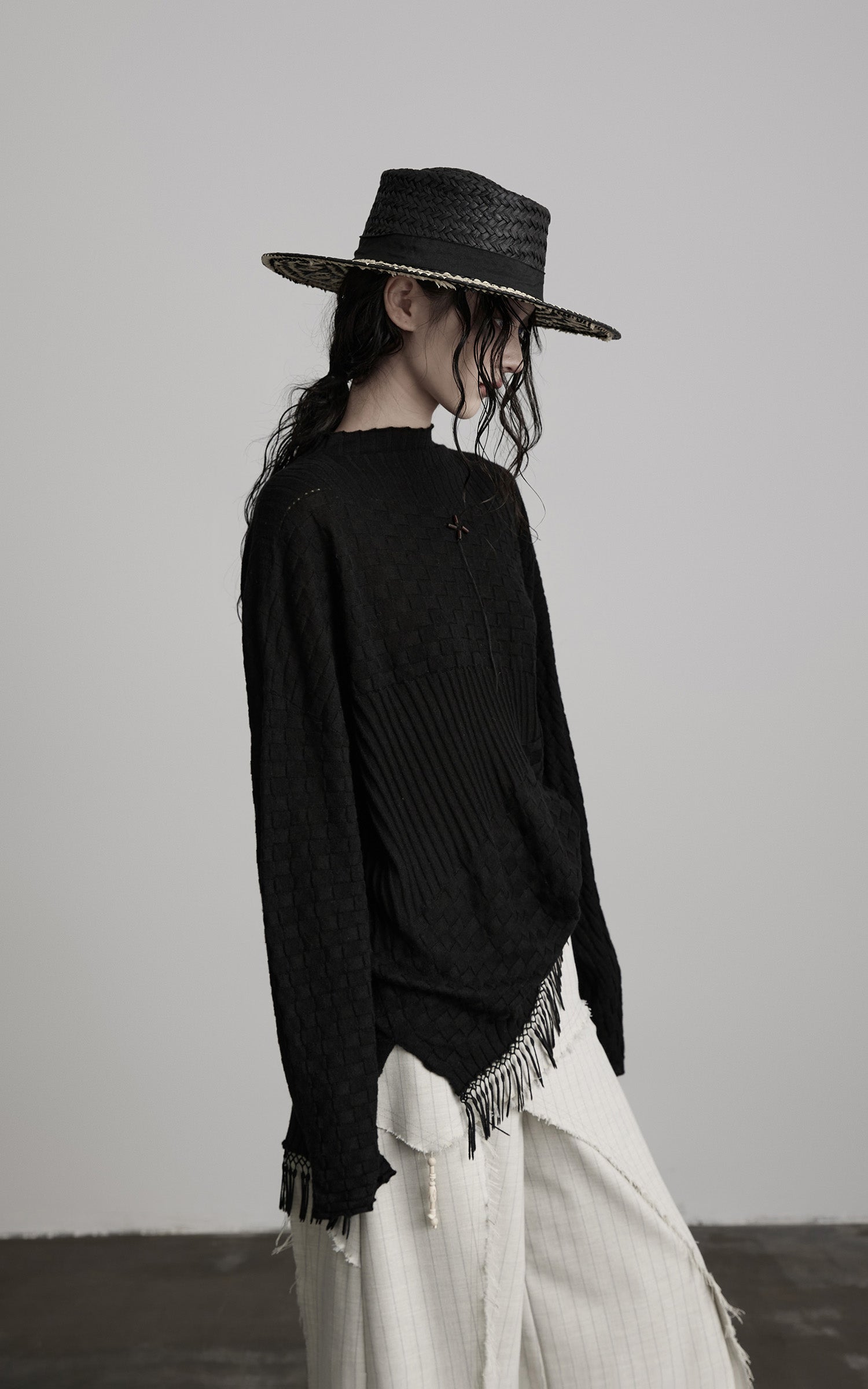 <tc>INDULGE</tc> Strickpullover mit Struktur und Fransen