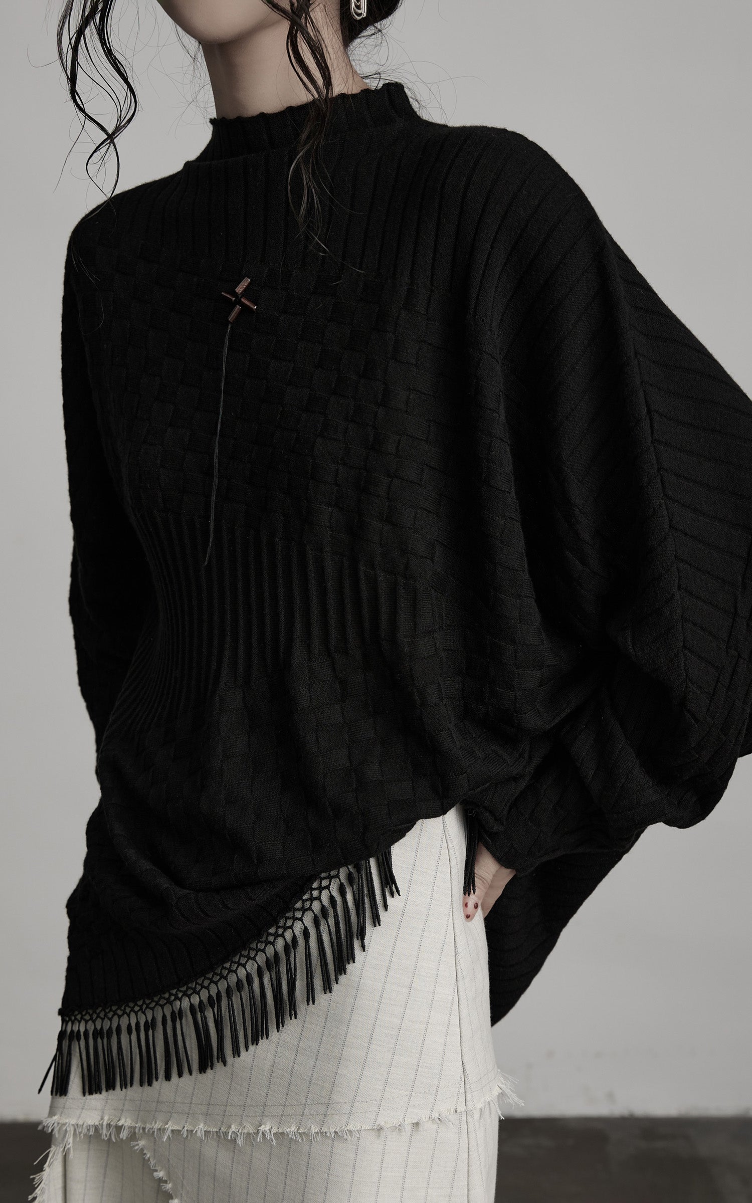 <tc>INDULGE</tc> Strickpullover mit Struktur und Fransen