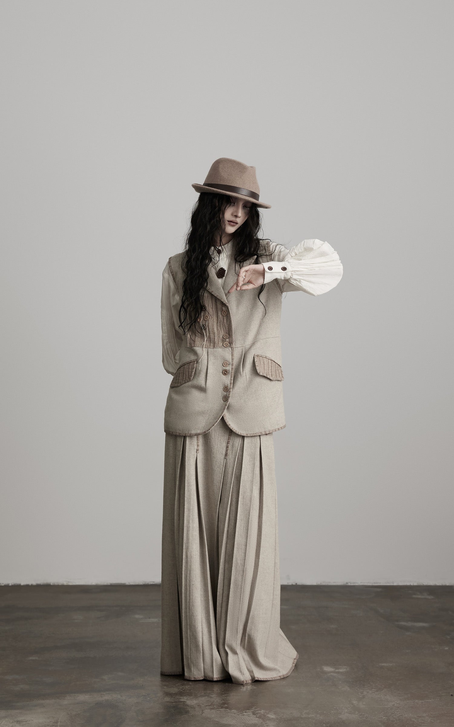 INDULGE Wool Patchwork Vest with Textured Panels