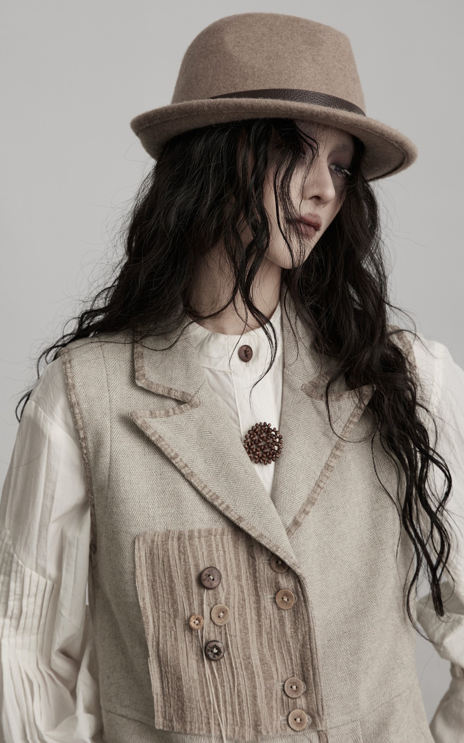 INDULGE Wool Patchwork Vest with Textured Panels