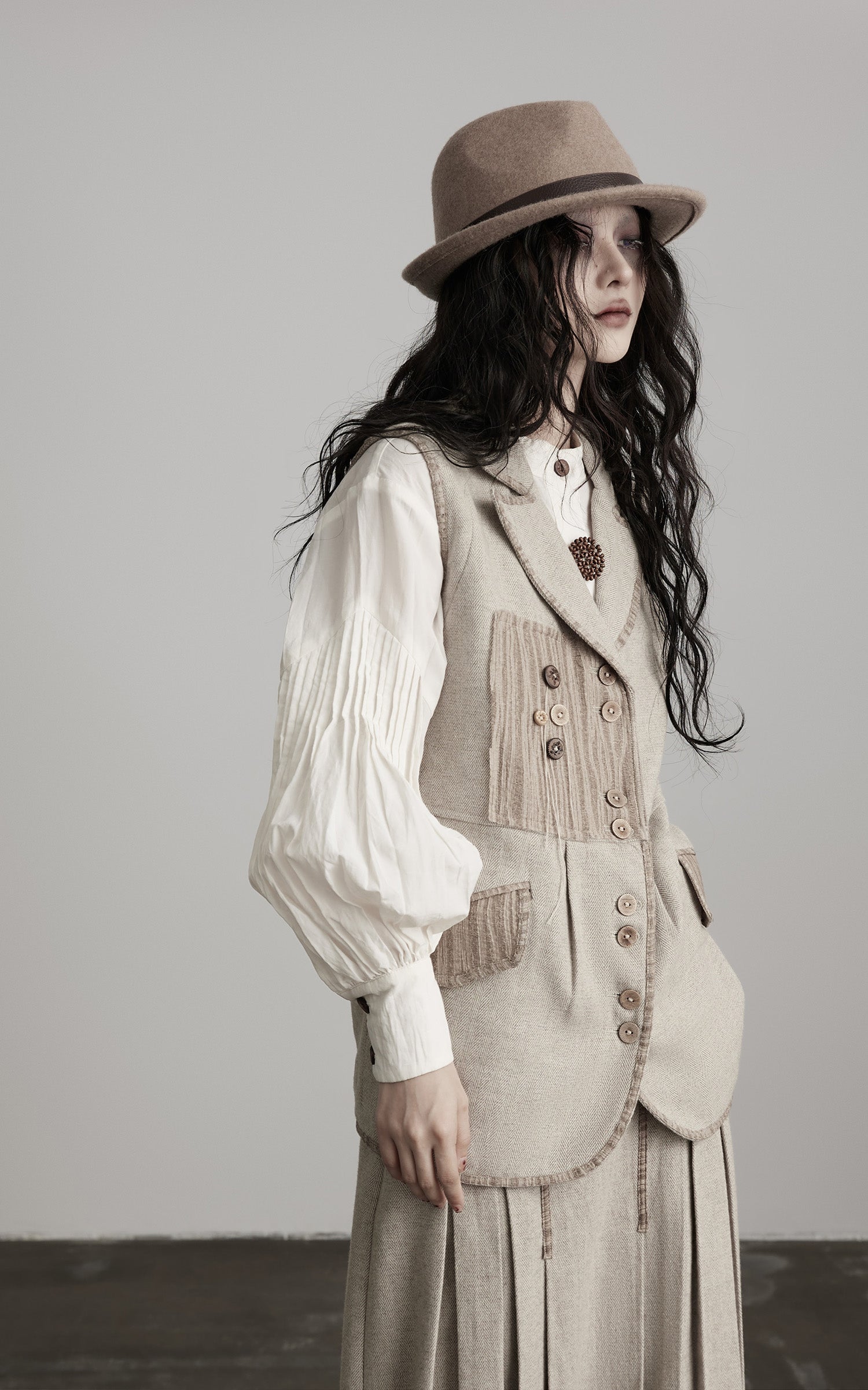 INDULGE Wool Patchwork Vest with Textured Panels