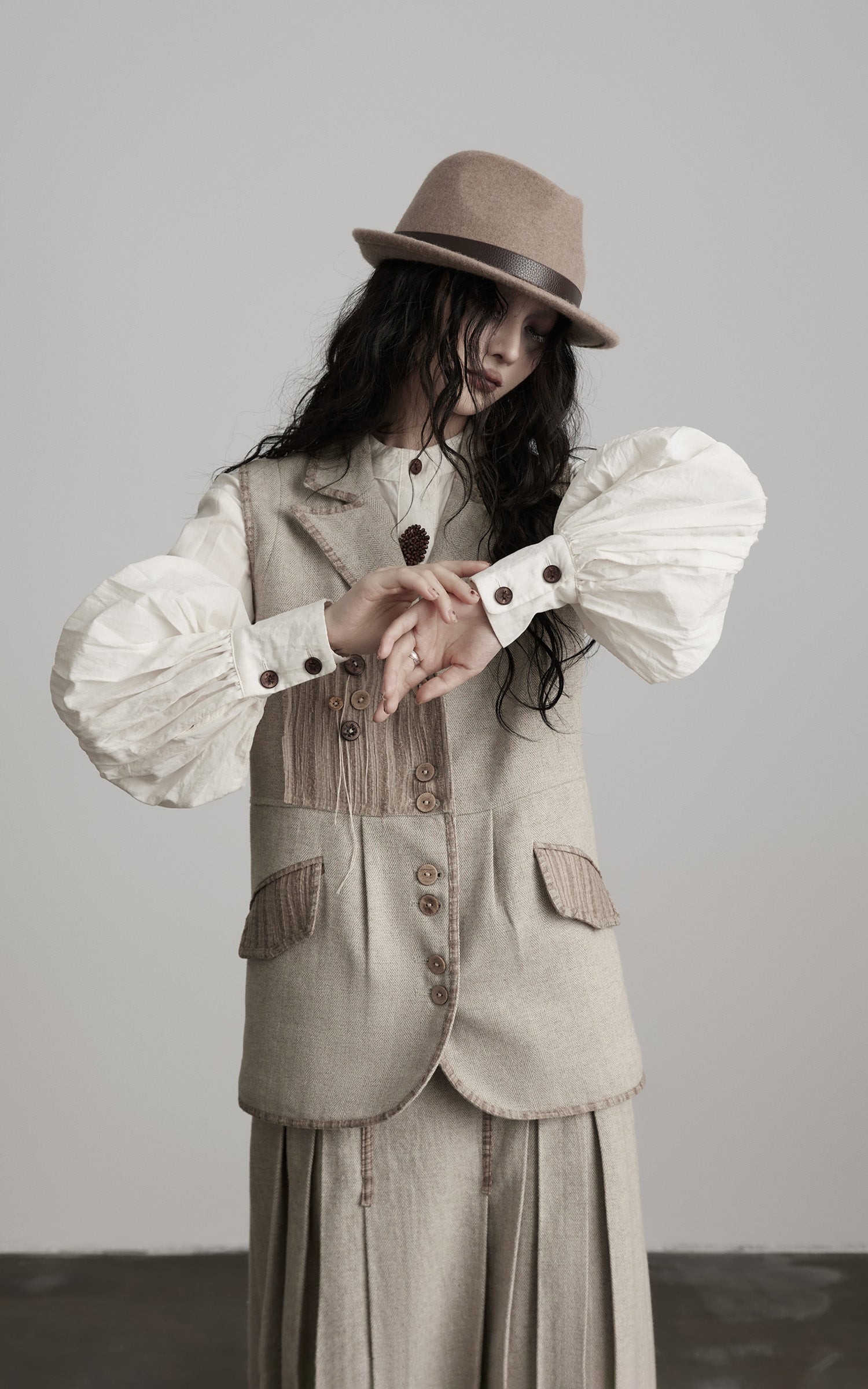 INDULGE Wool Patchwork Vest with Textured Panels