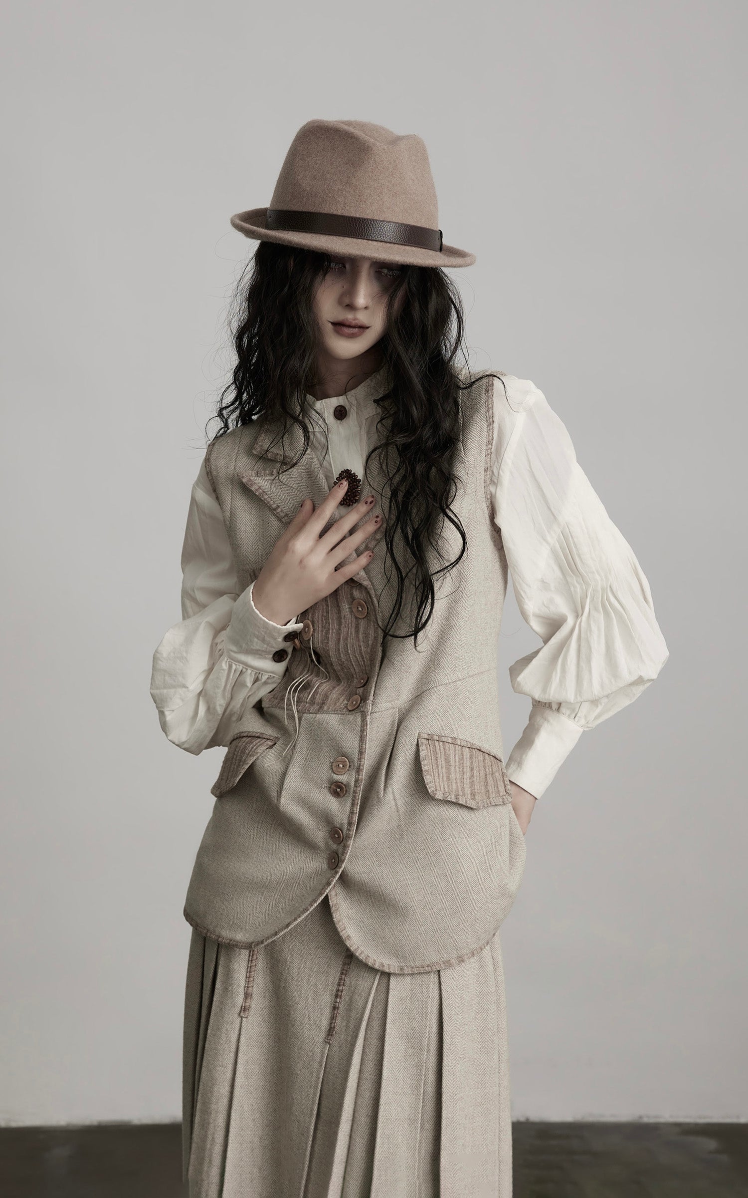 INDULGE Wool Patchwork Vest with Textured Panels