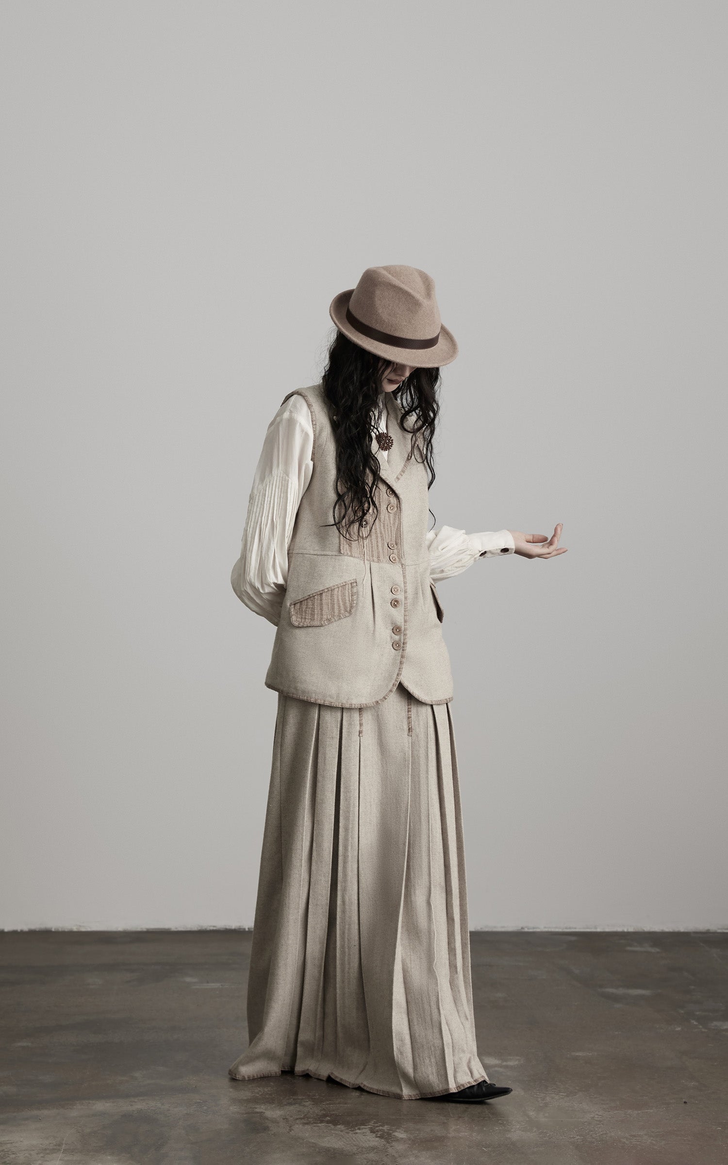 INDULGE Wool Patchwork Vest with Textured Panels