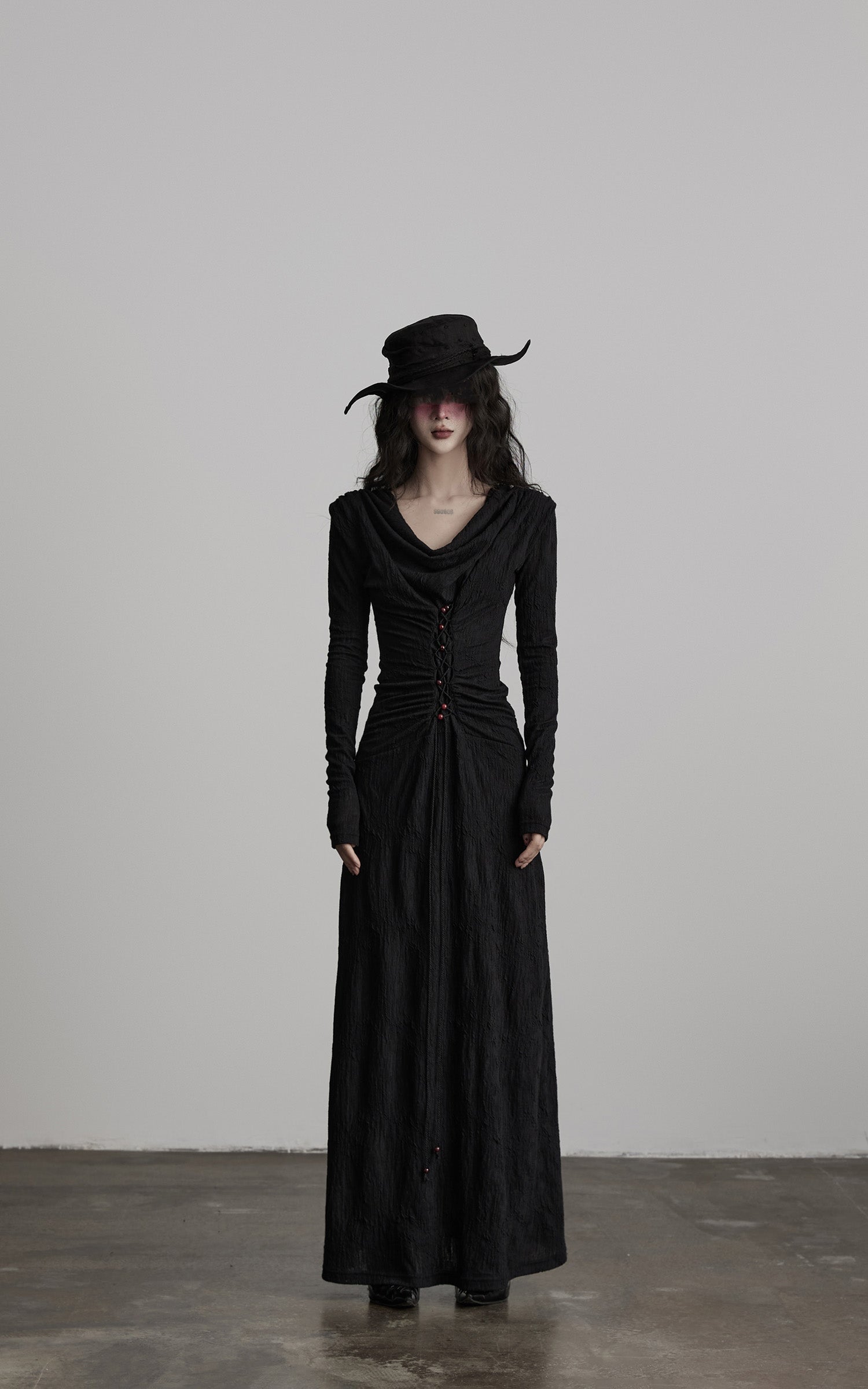 INDULGE Textured Ruched Draped Long Dress