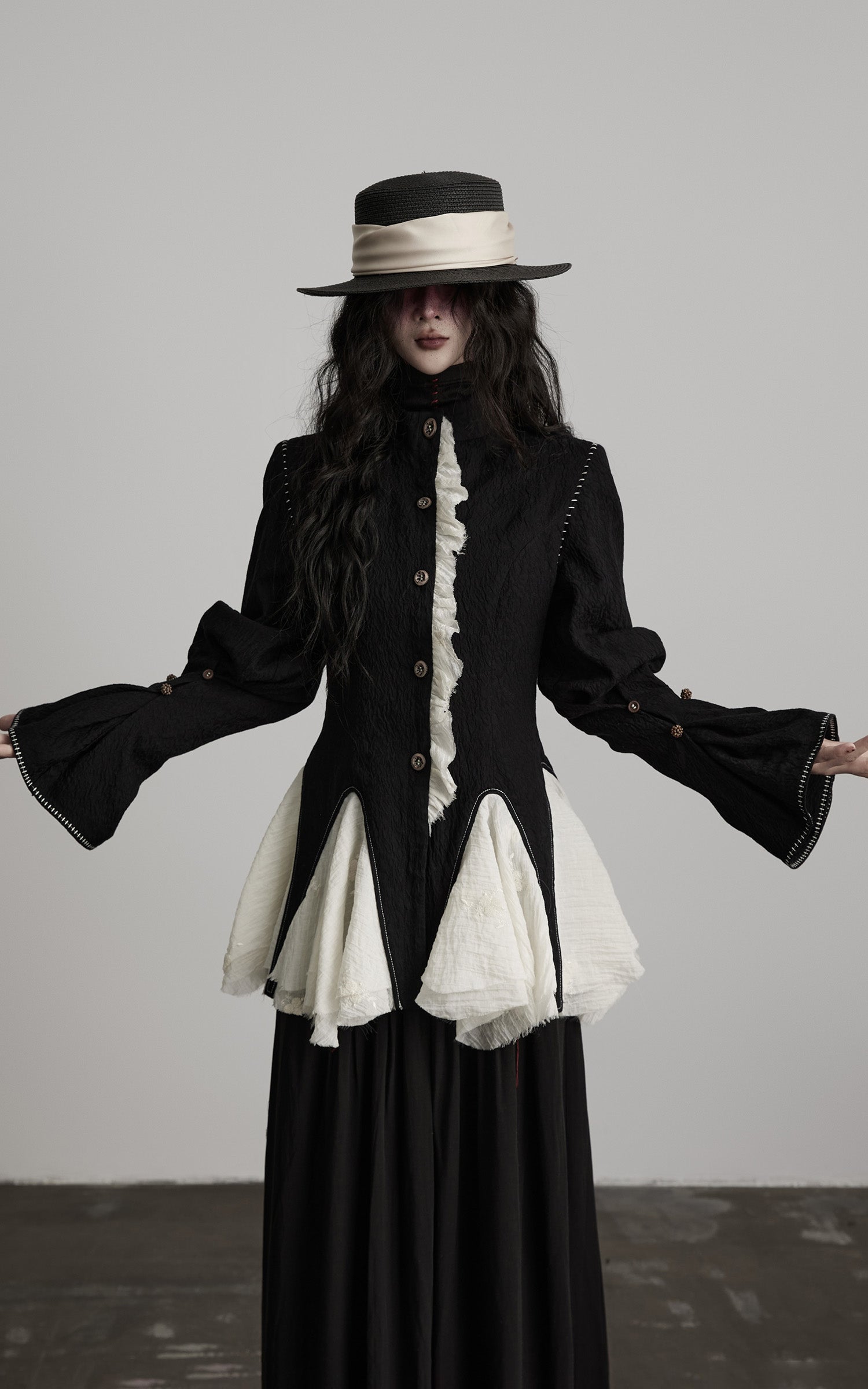 INDULGE Structured Crinkle Sculptural Peplum Jacket