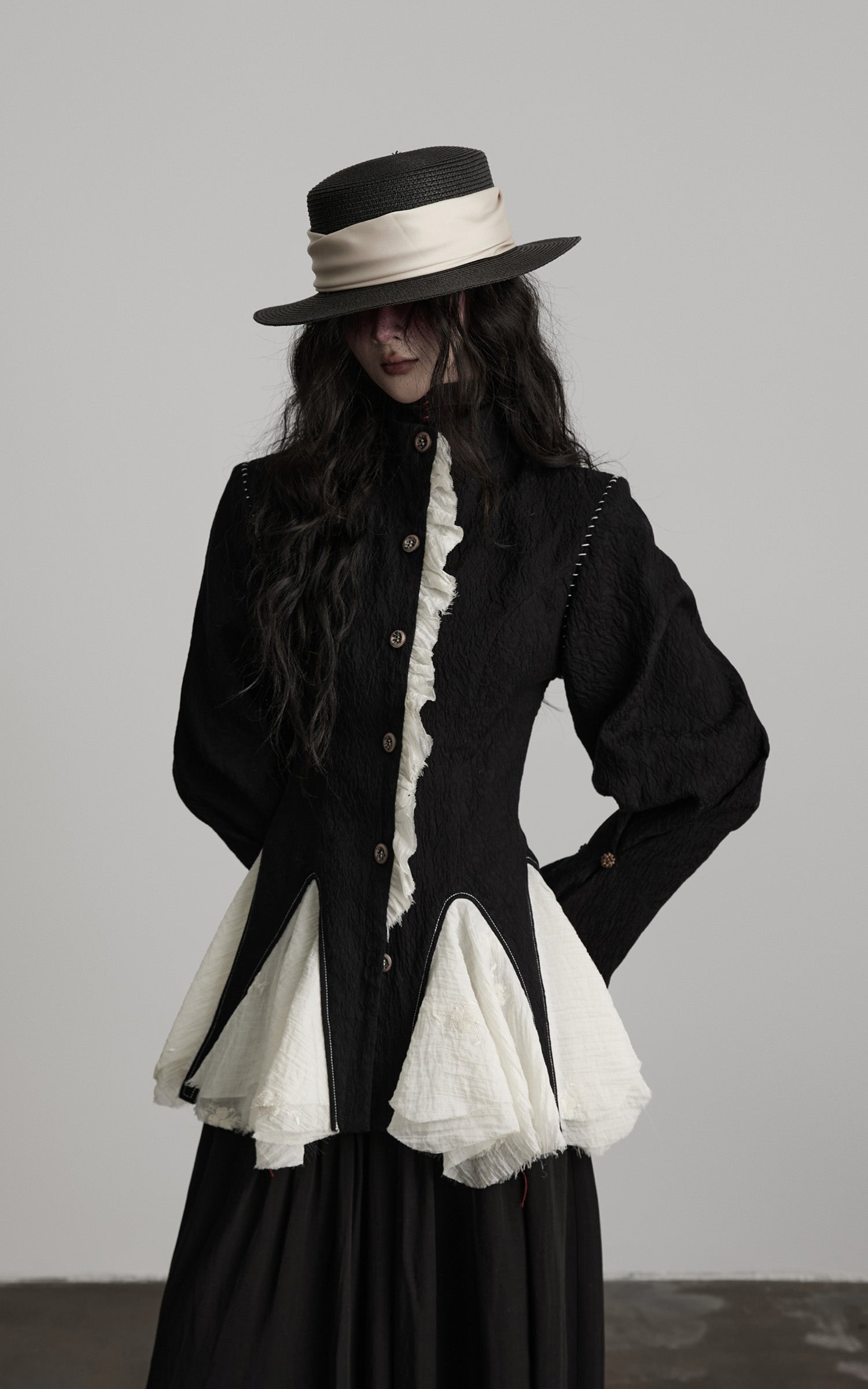 INDULGE Structured Crinkle Sculptural Peplum Jacket