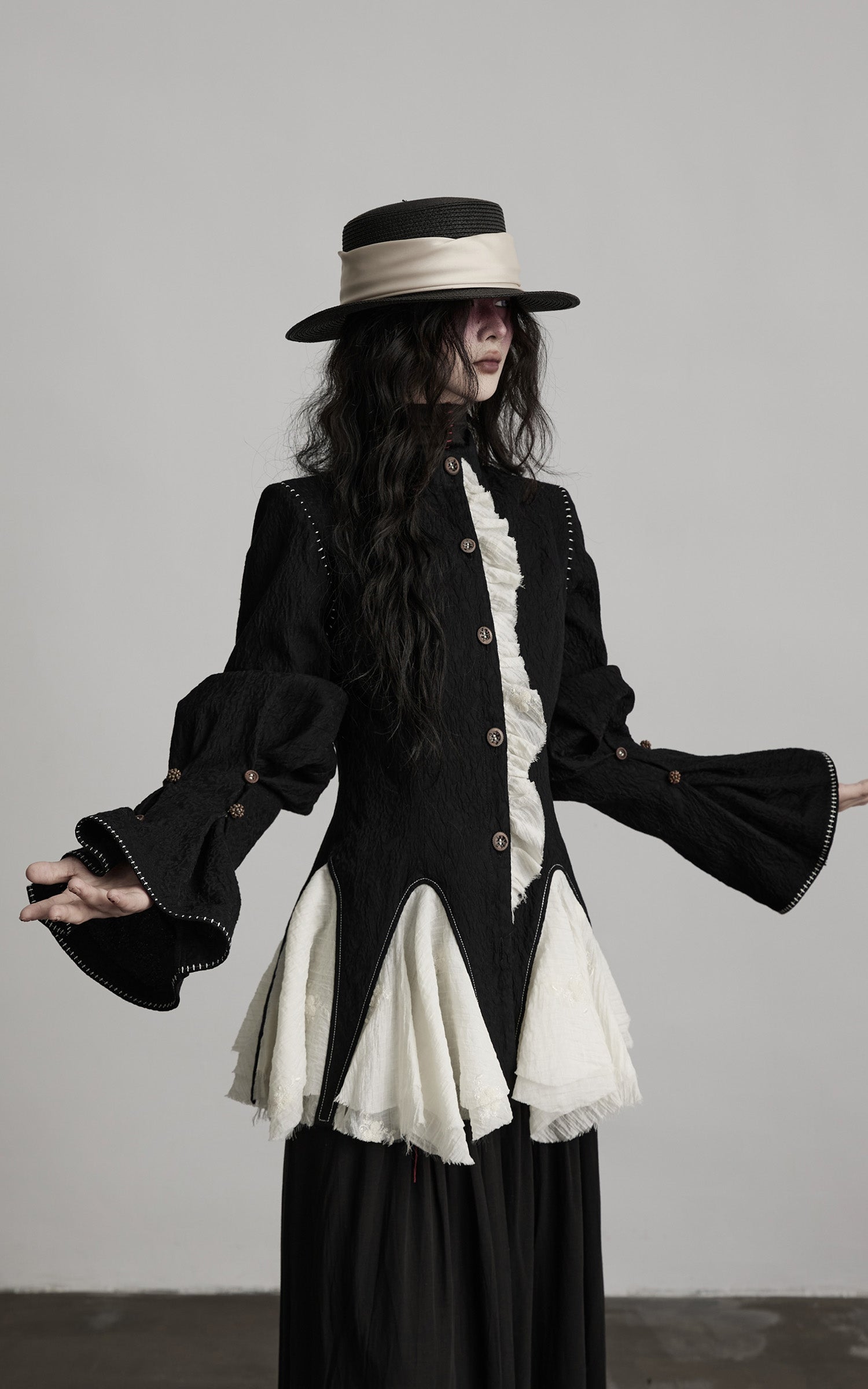 INDULGE Structured Crinkle Sculptural Peplum Jacket