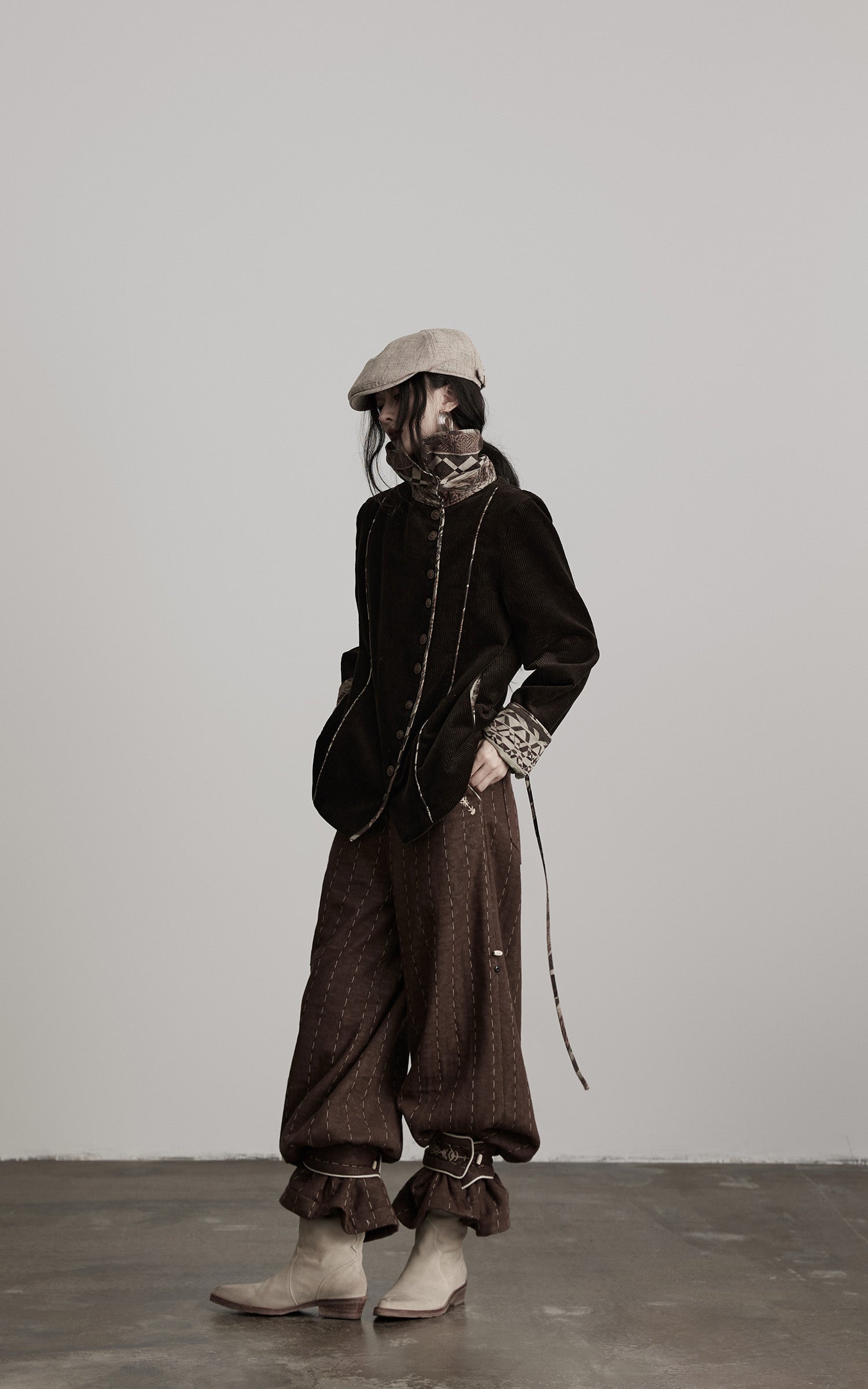 INDULGE Structured Embroidered Wide-Leg Trousers