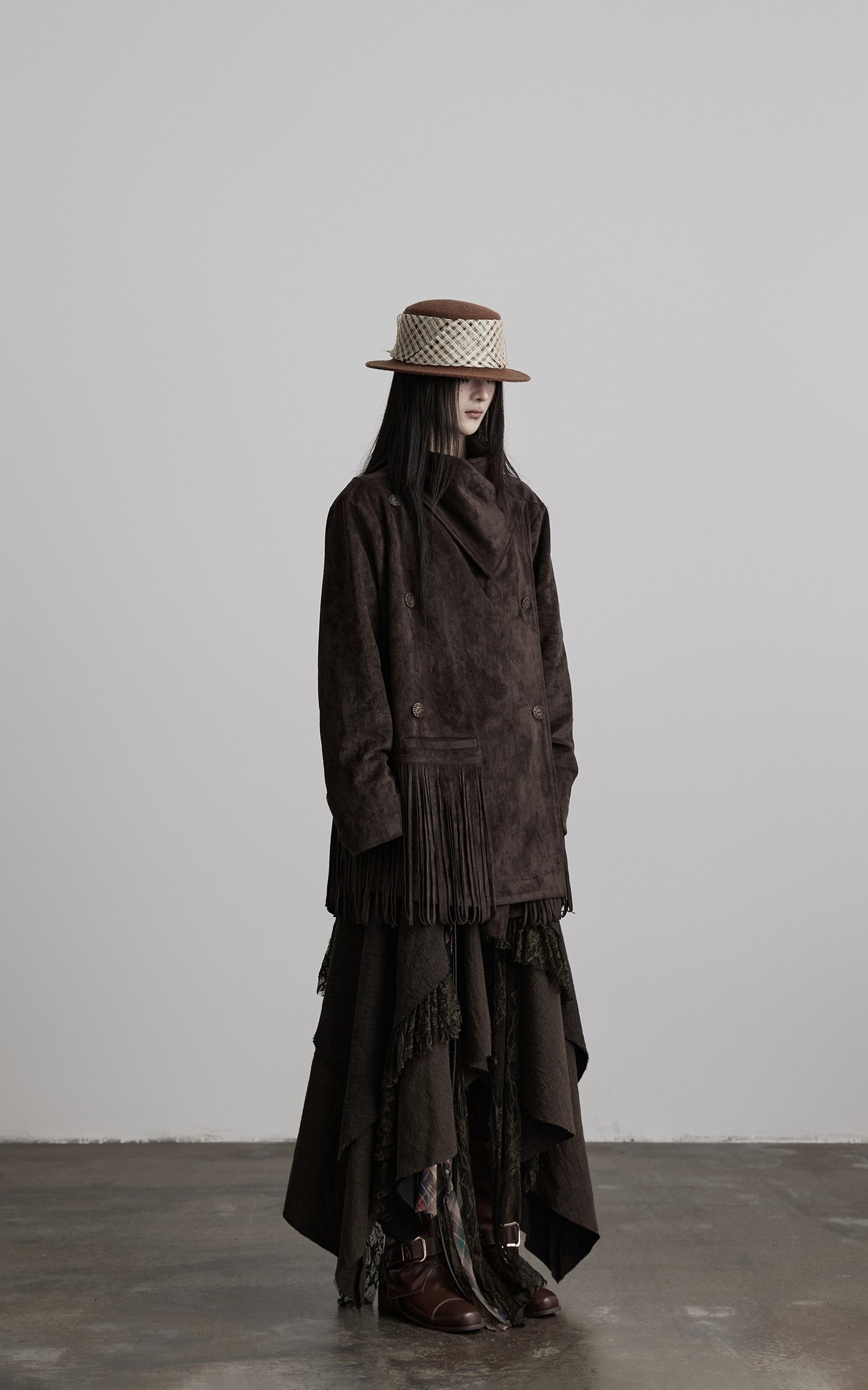 INDULGE Asymmetric Fringe-Trim Textured Jacket