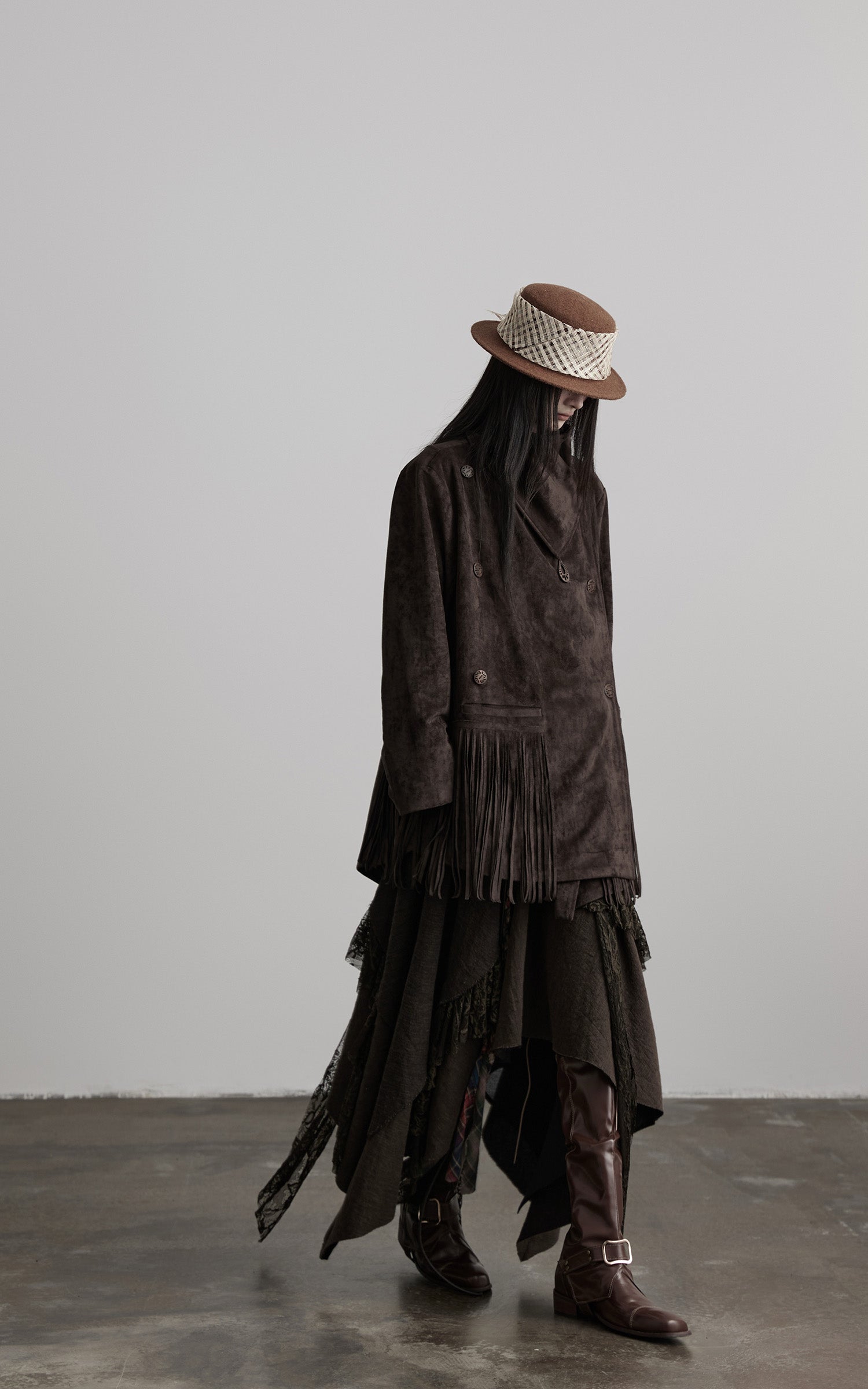 <tc>INDULGE</tc> Asymmetrische Jacke mit Fransensaum und Struktur