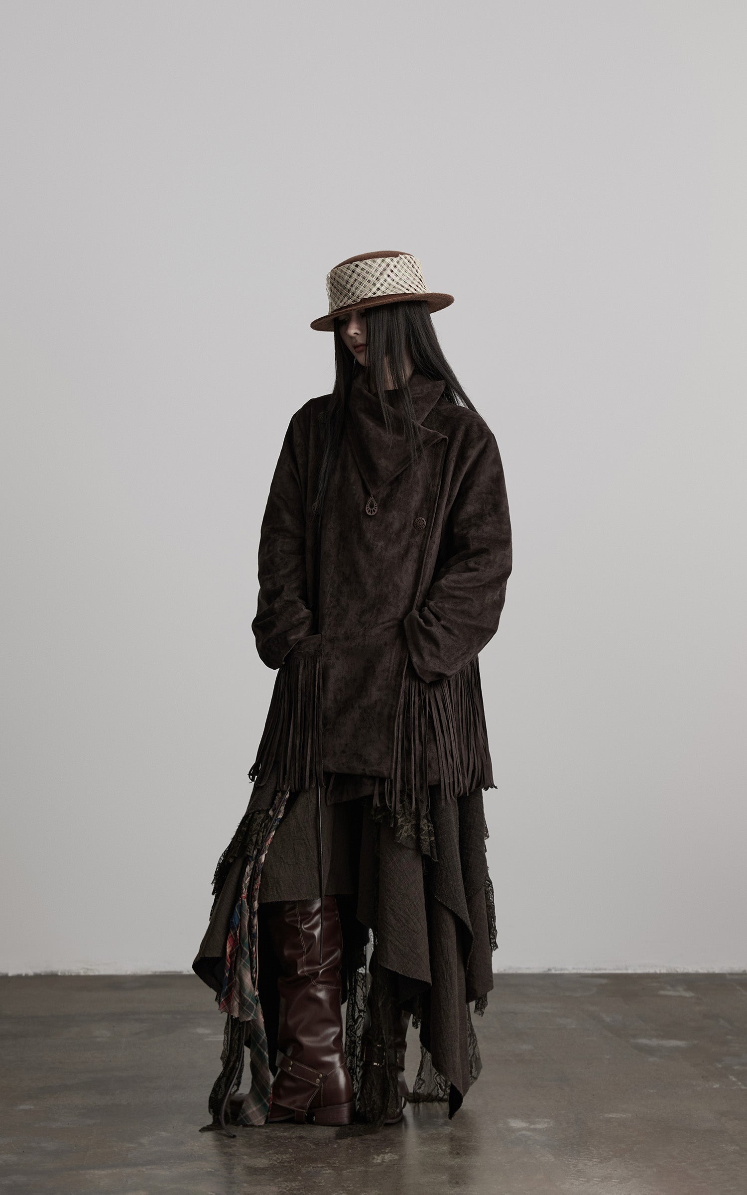 <tc>INDULGE</tc> Asymmetrische Jacke mit Fransensaum und Struktur