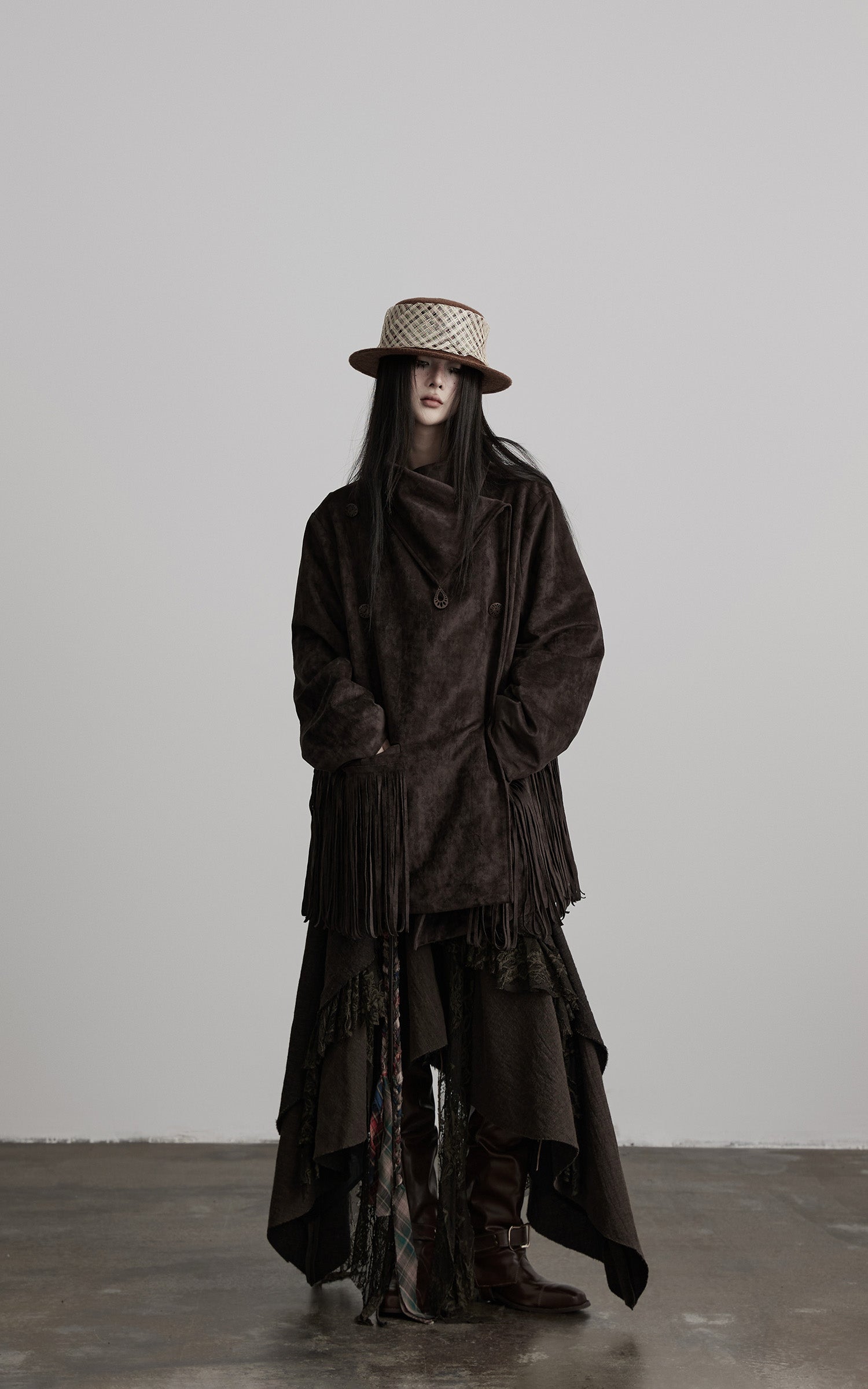 <tc>INDULGE</tc> Asymmetrische Jacke mit Fransensaum und Struktur