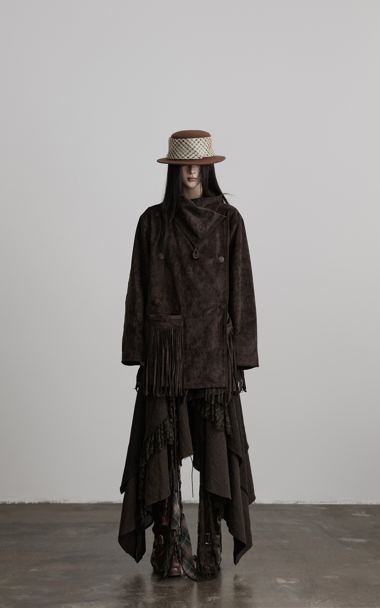 <tc>INDULGE</tc> Asymmetrische Jacke mit Fransensaum und Struktur