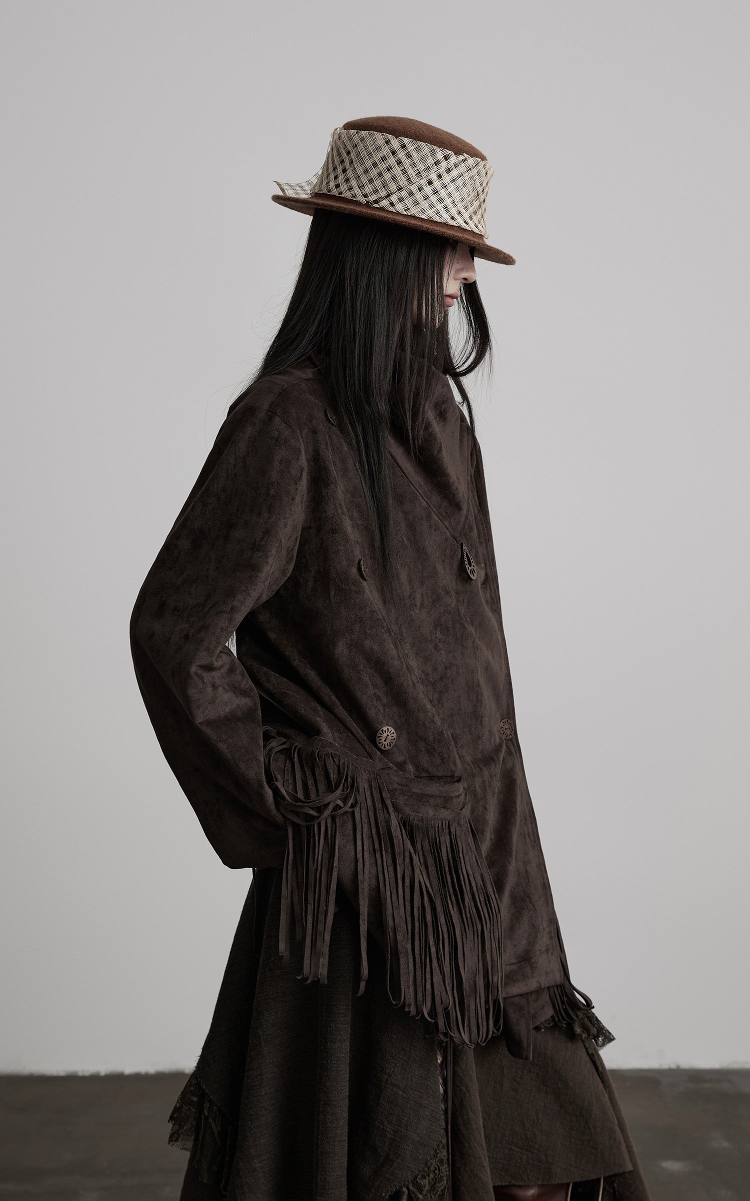 <tc>INDULGE</tc> Asymmetrische Jacke mit Fransensaum und Struktur