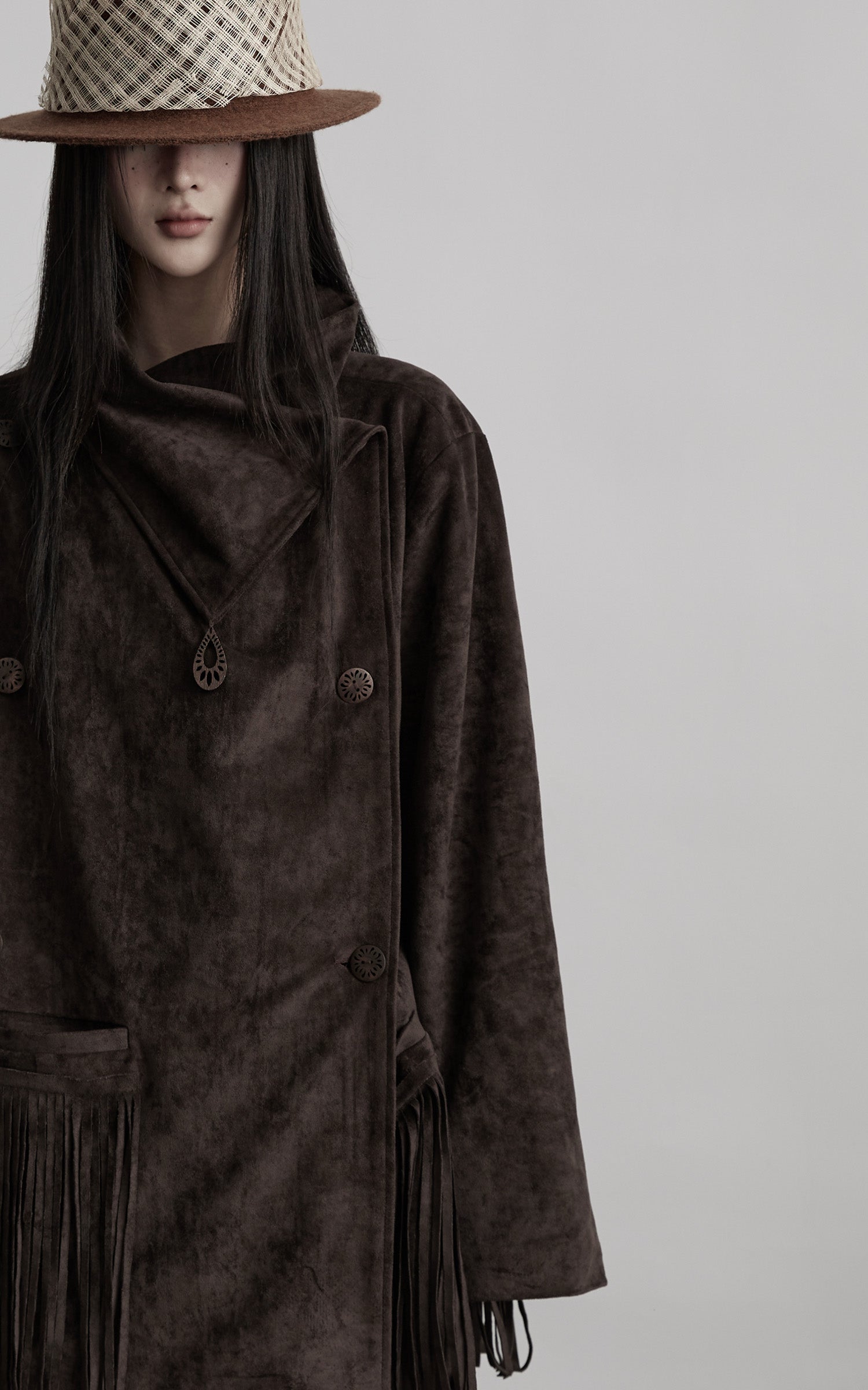 <tc>INDULGE</tc> Asymmetrische Jacke mit Fransensaum und Struktur