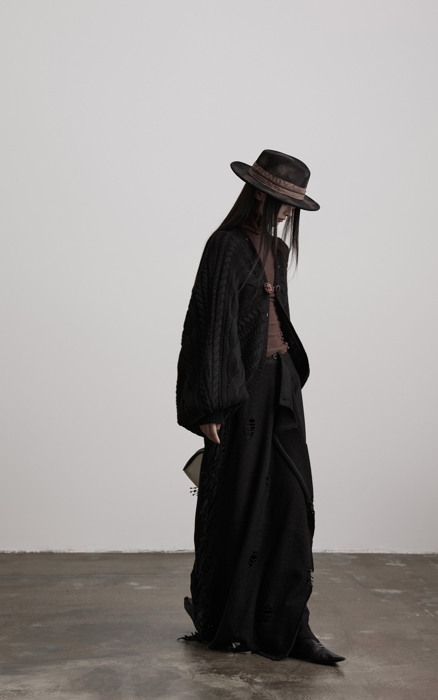 INDULGE Sculptural Cable-Knit Cardigan with Oversized Sleeves