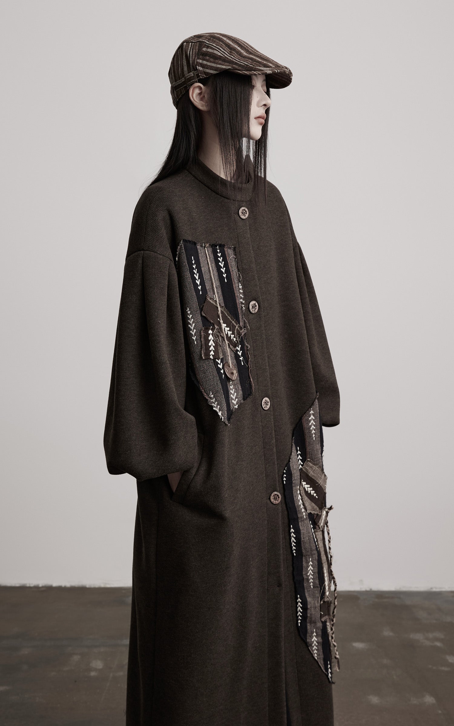 INDULGE Patchwork Embroidered Long Coat