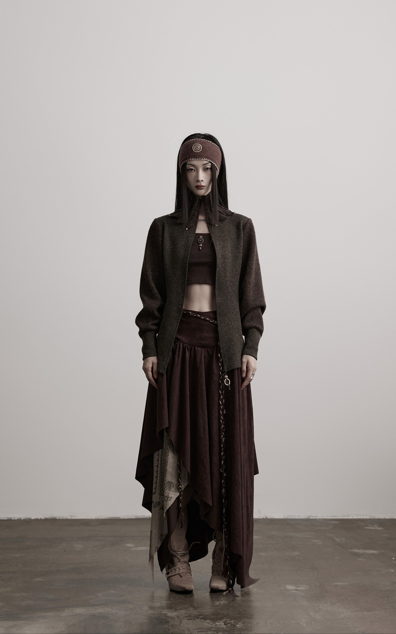 INDULGE Layered Asymmetric Skirt with Braided Rope Detail