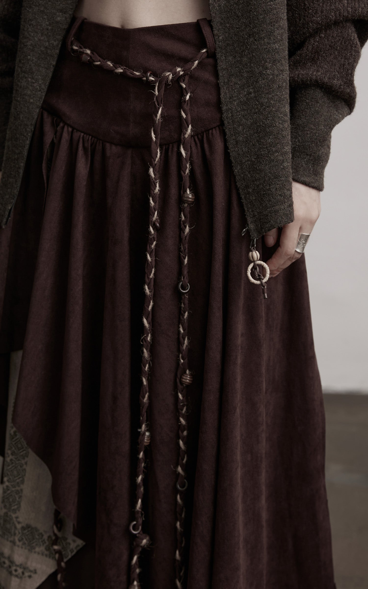 INDULGE Layered Asymmetric Skirt with Braided Rope Detail