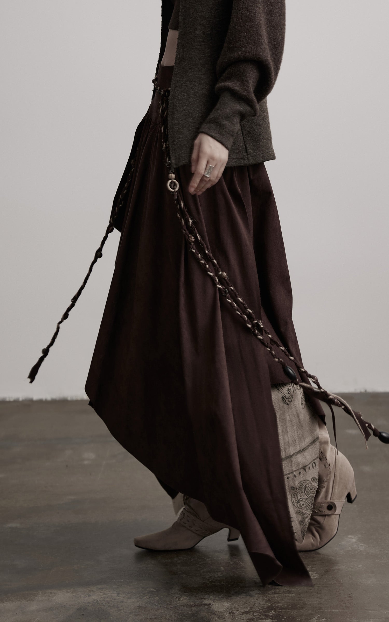 INDULGE Layered Asymmetric Skirt with Braided Rope Detail