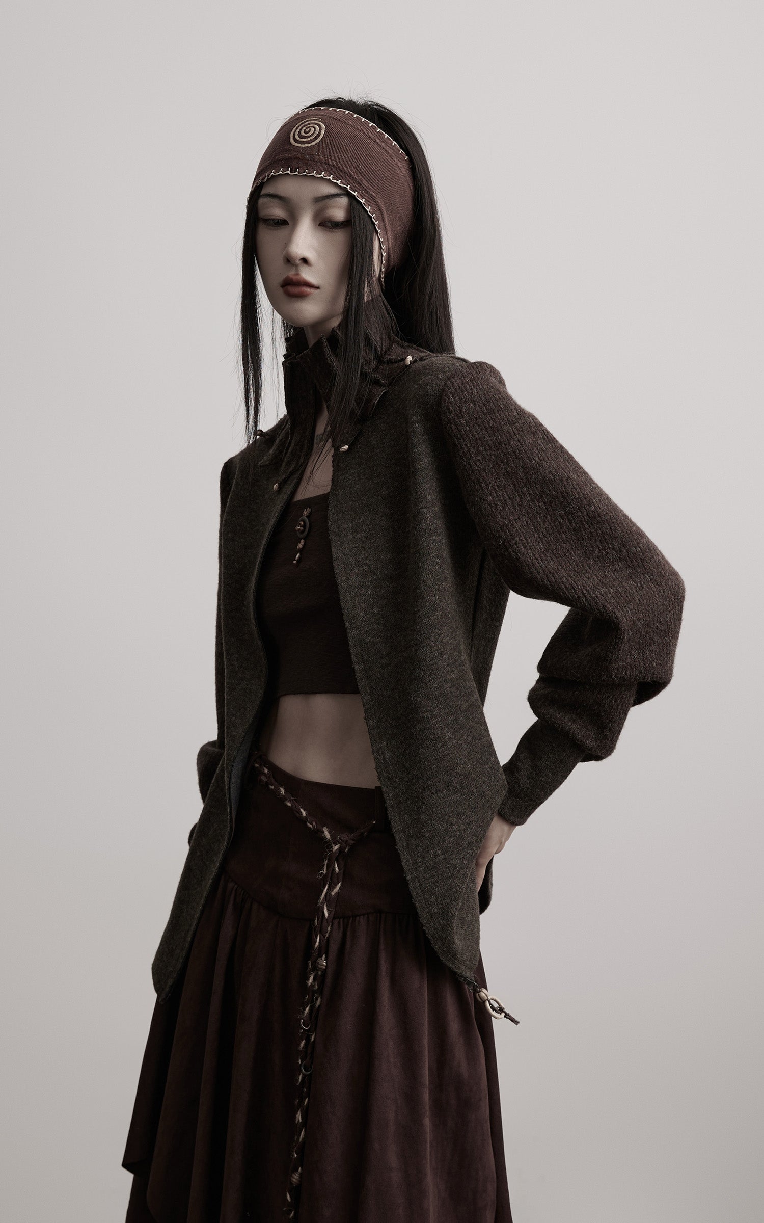 INDULGE Structured Wool Jacket with Raw-Edge Collar Detail