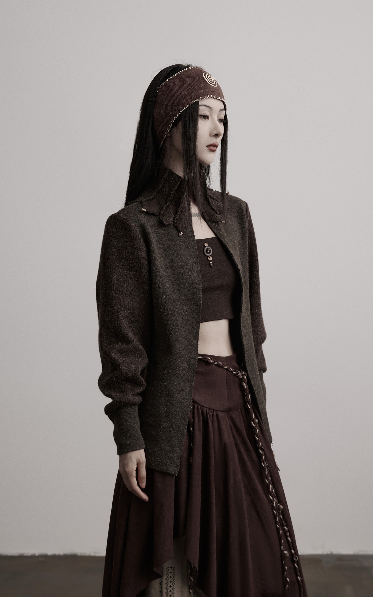 INDULGE Structured Wool Jacket with Raw-Edge Collar Detail
