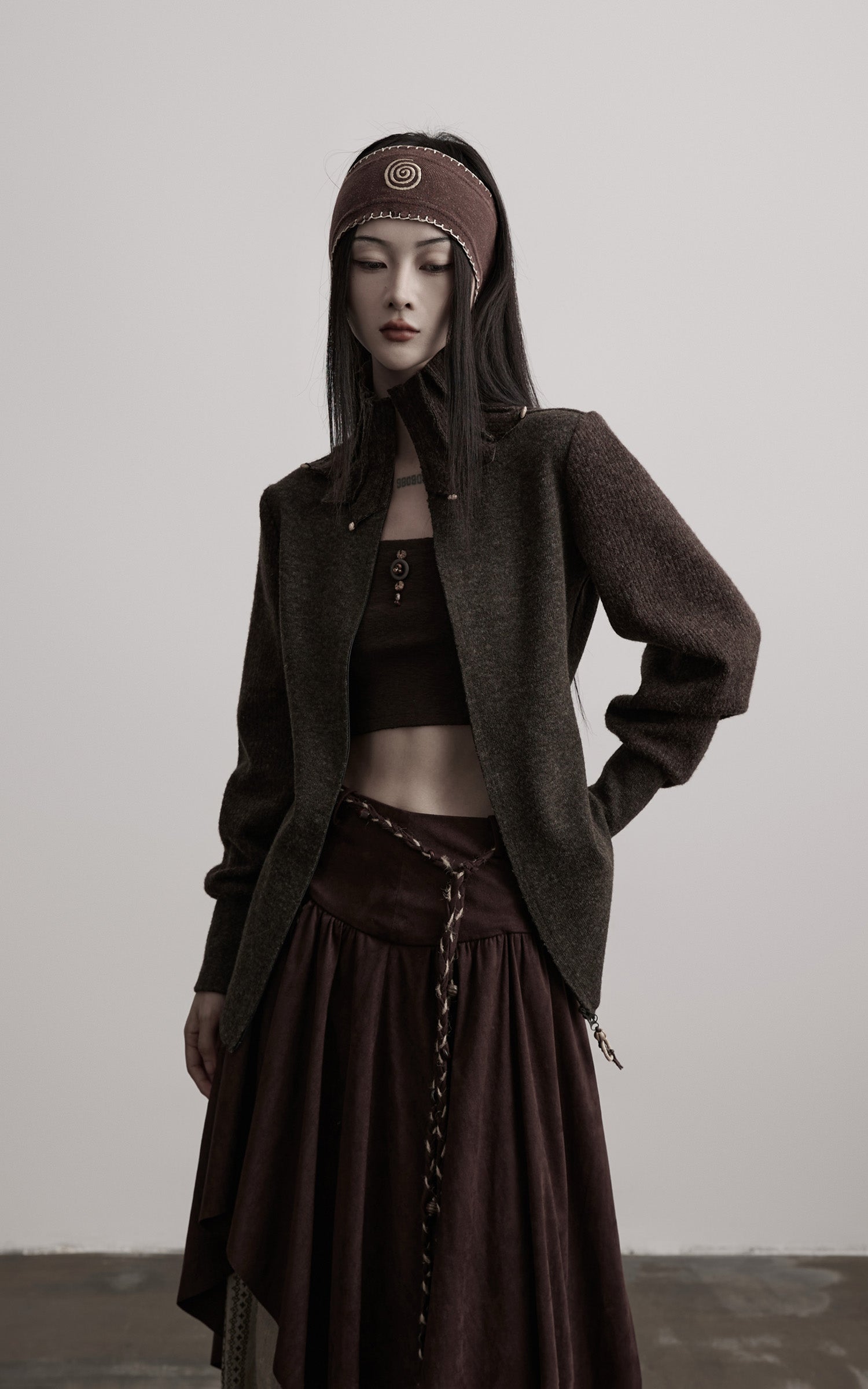 INDULGE Structured Wool Jacket with Raw-Edge Collar Detail