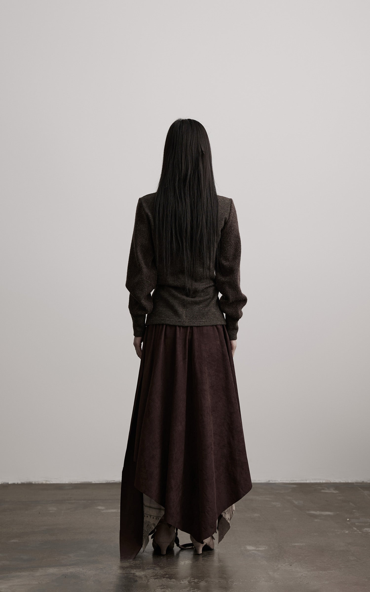 INDULGE Structured Wool Jacket with Raw-Edge Collar Detail