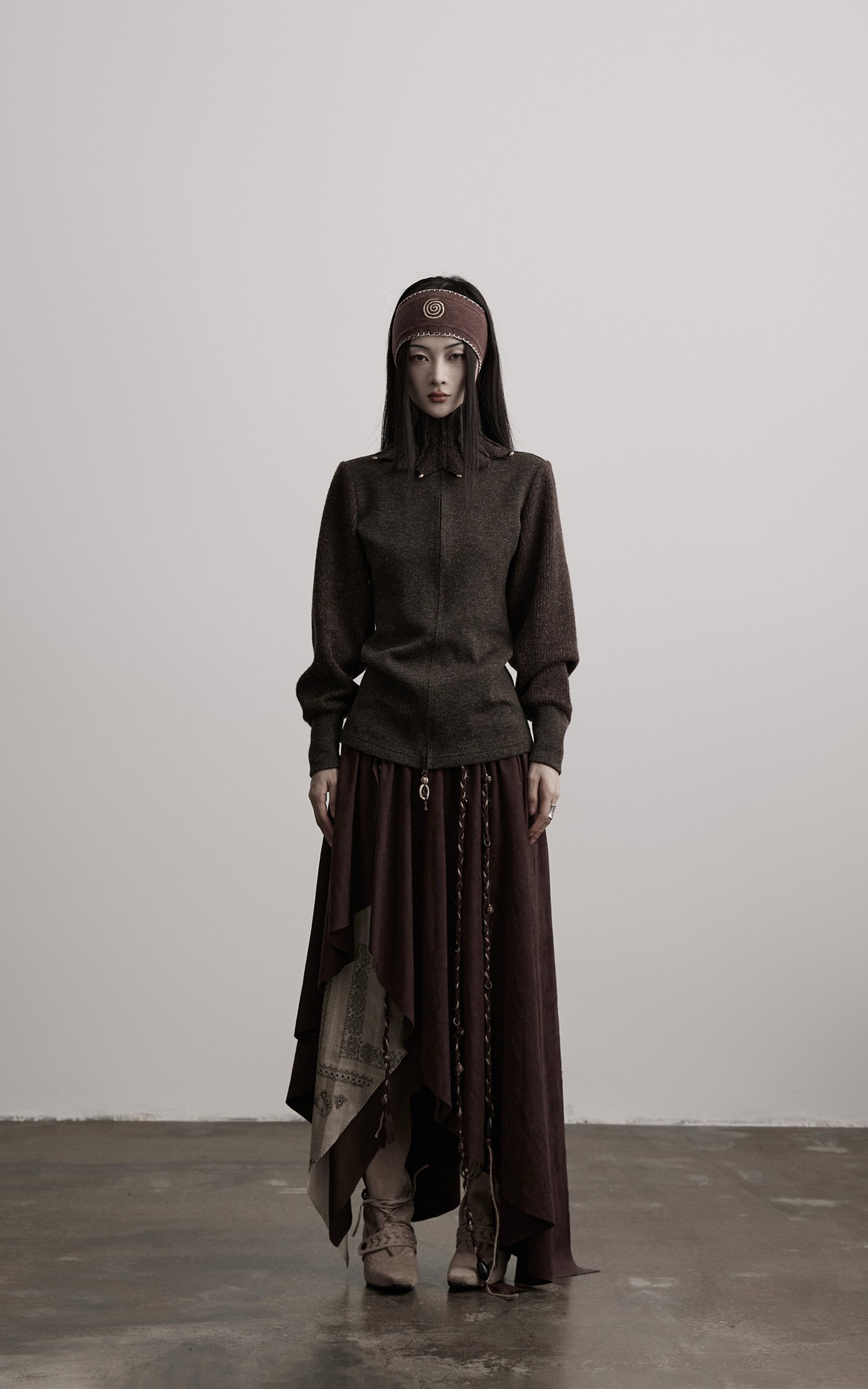 INDULGE Layered Asymmetric Skirt with Braided Rope Detail