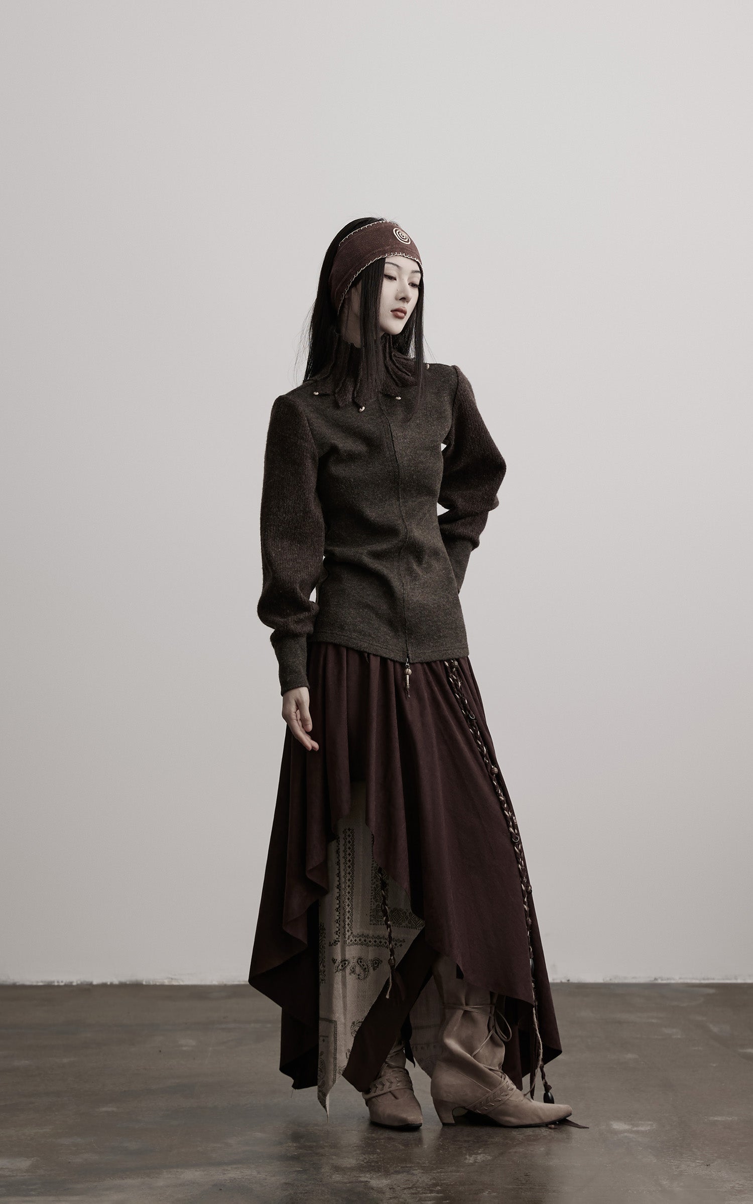 INDULGE Layered Asymmetric Skirt with Braided Rope Detail