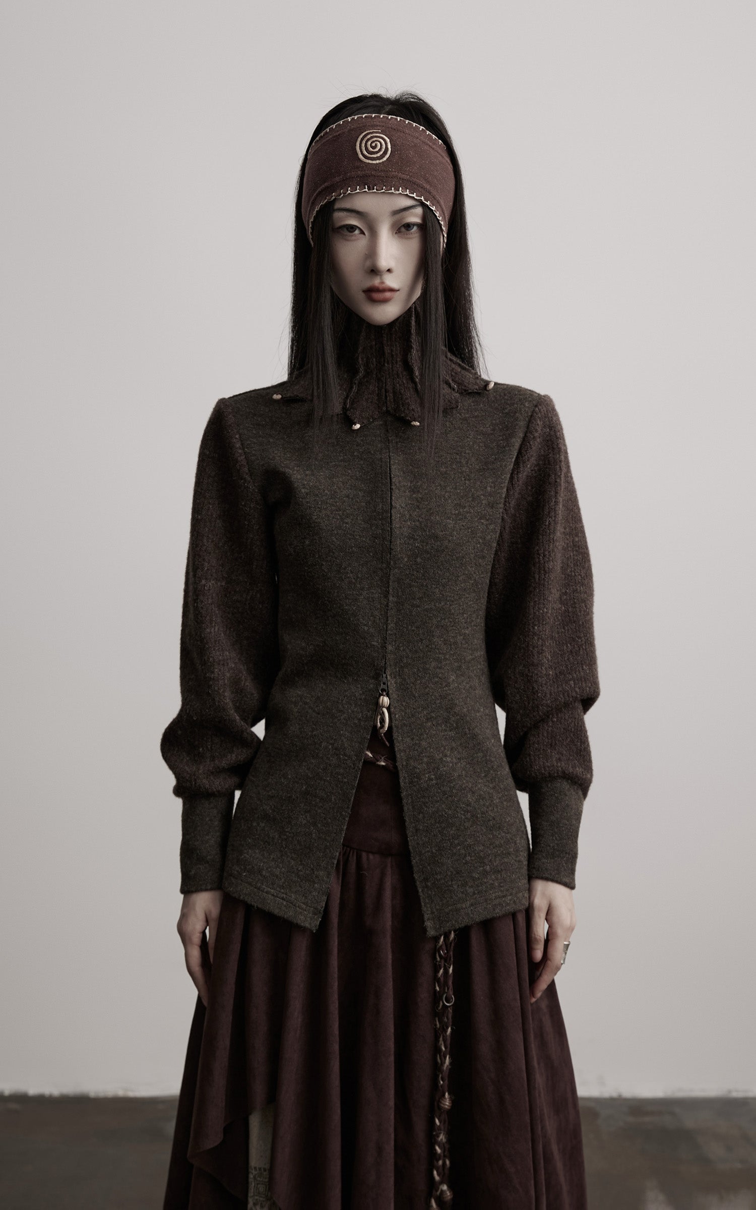 INDULGE Structured Wool Jacket with Raw-Edge Collar Detail