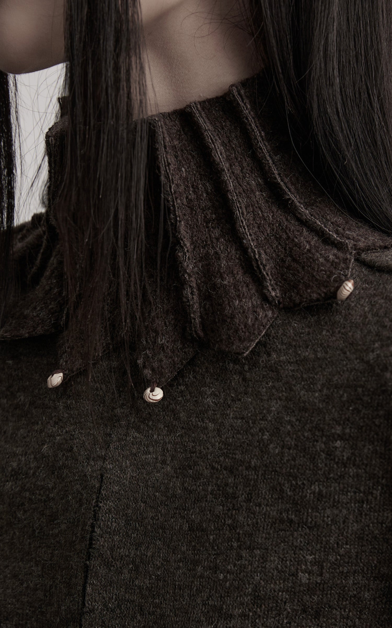 INDULGE Structured Wool Jacket with Raw-Edge Collar Detail