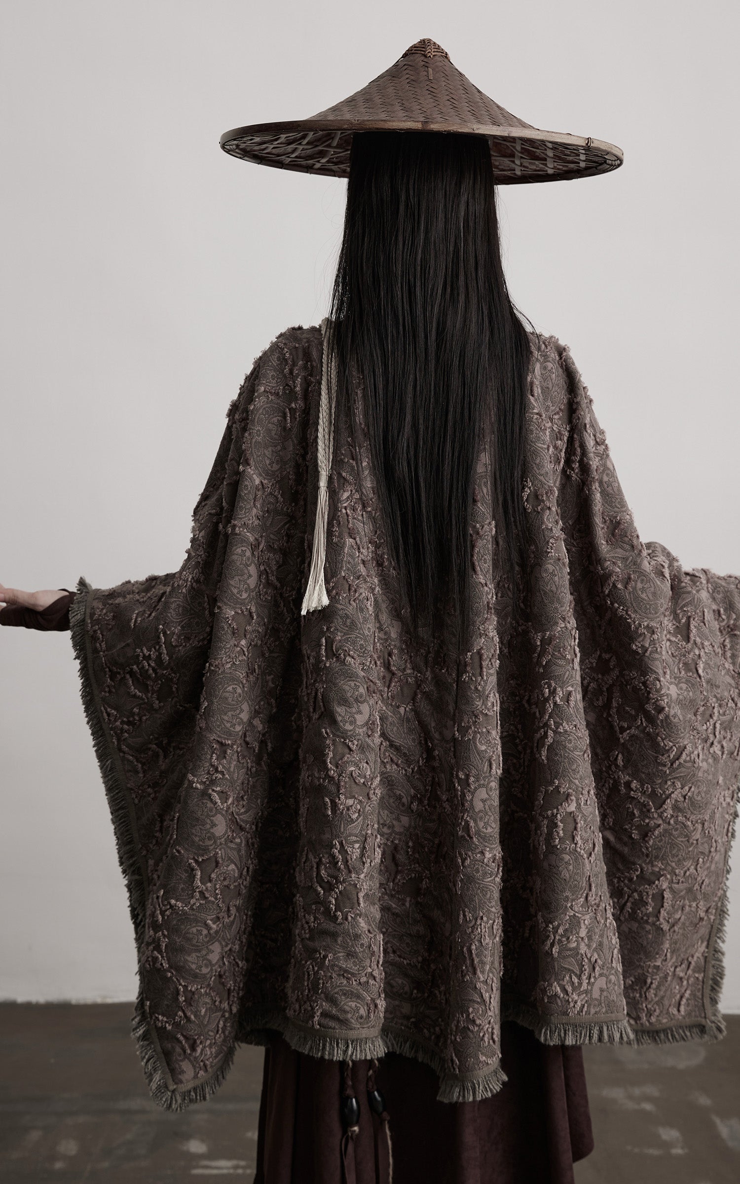 INDULGE Textured Jacquard Fringe Cloak