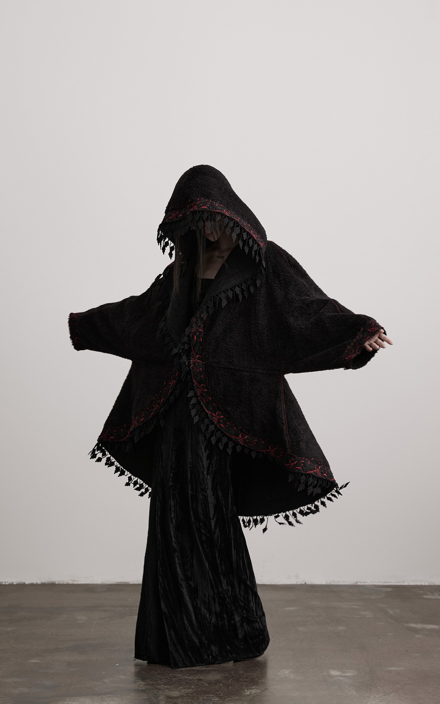 INDULGE Embroidered Hooded Cloak Jacket