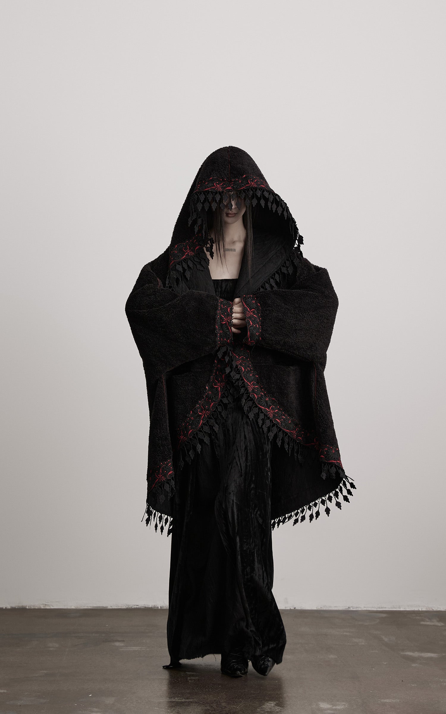 INDULGE Embroidered Hooded Cloak Jacket