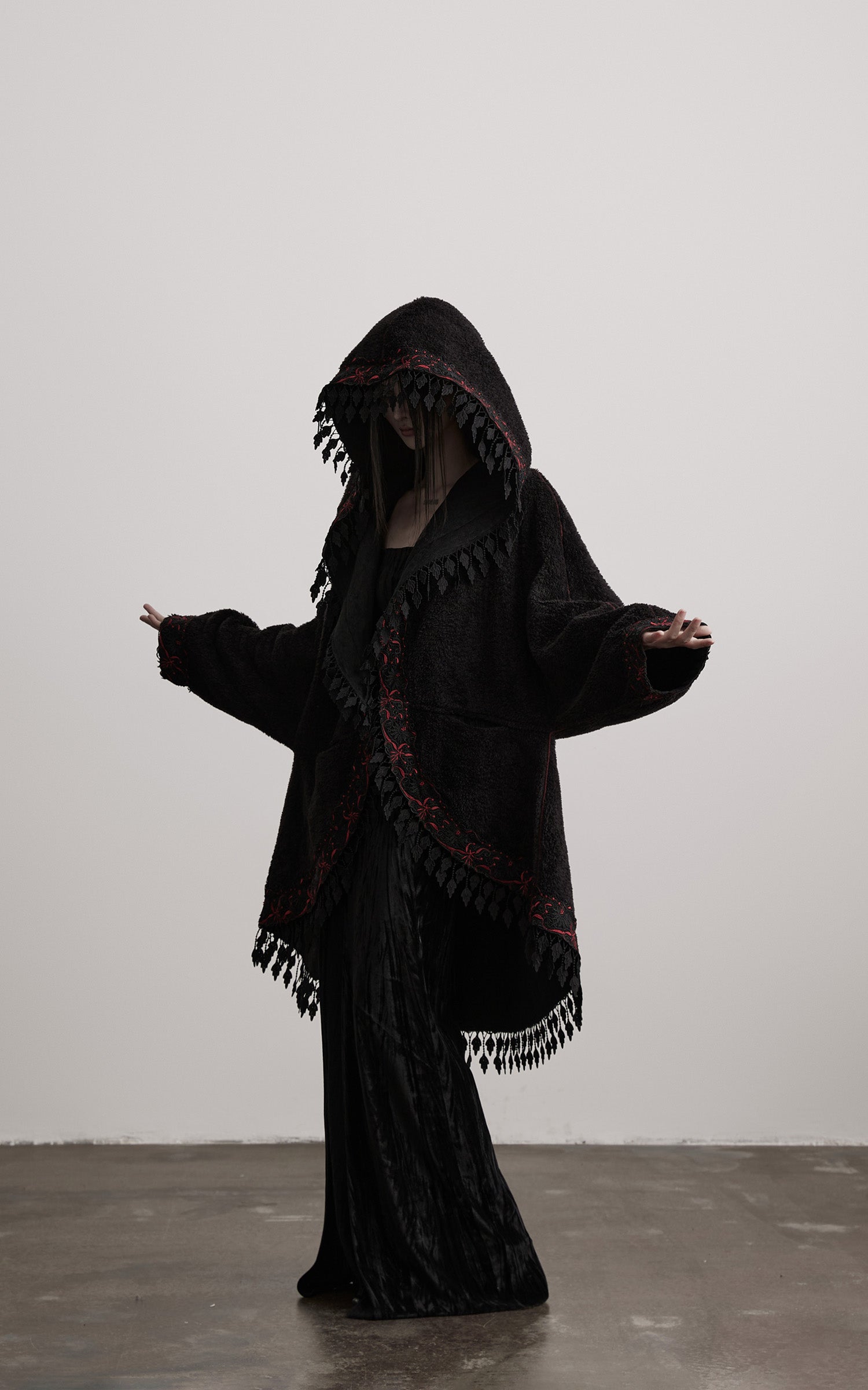 INDULGE Embroidered Hooded Cloak Jacket
