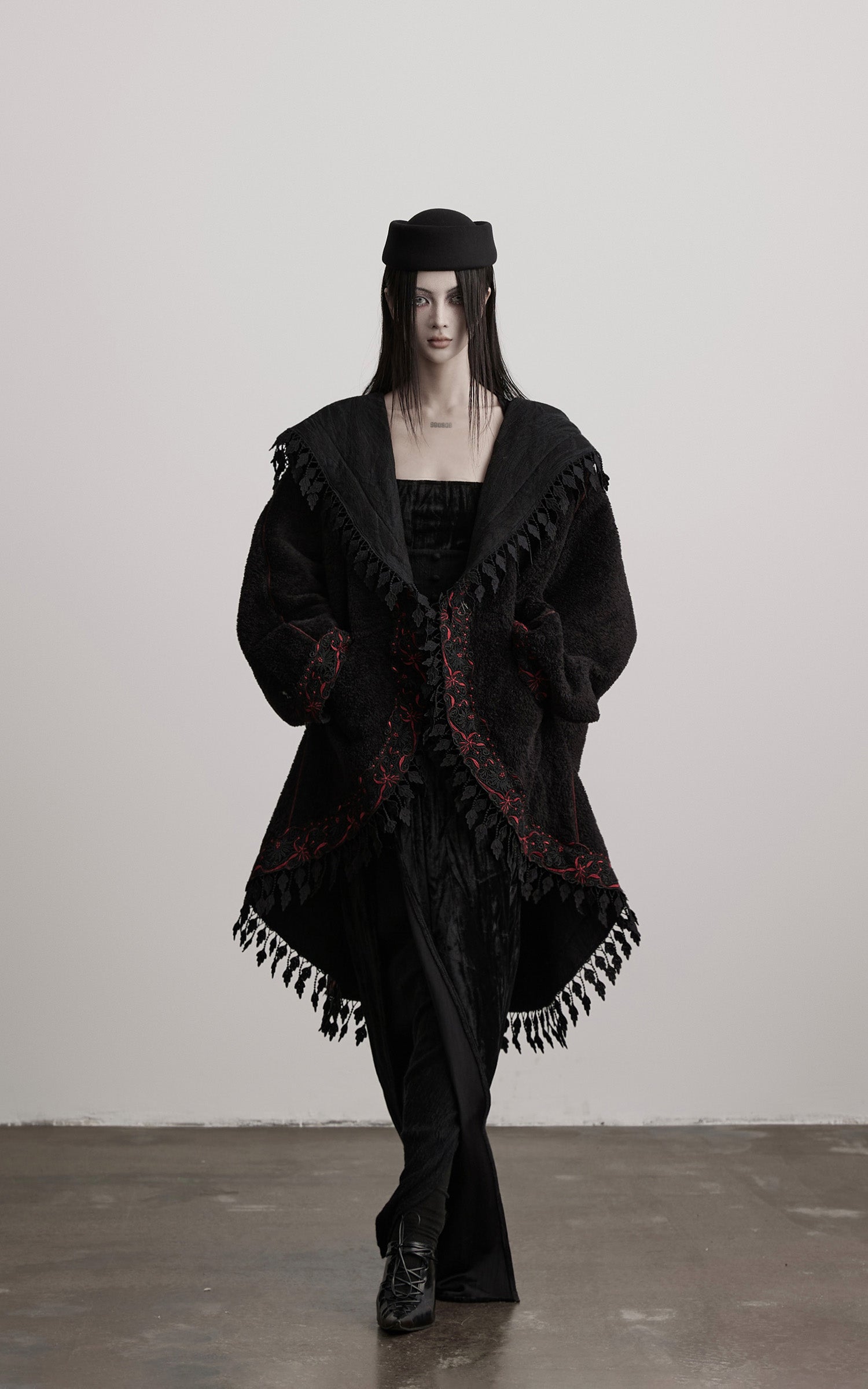 INDULGE Embroidered Hooded Cloak Jacket