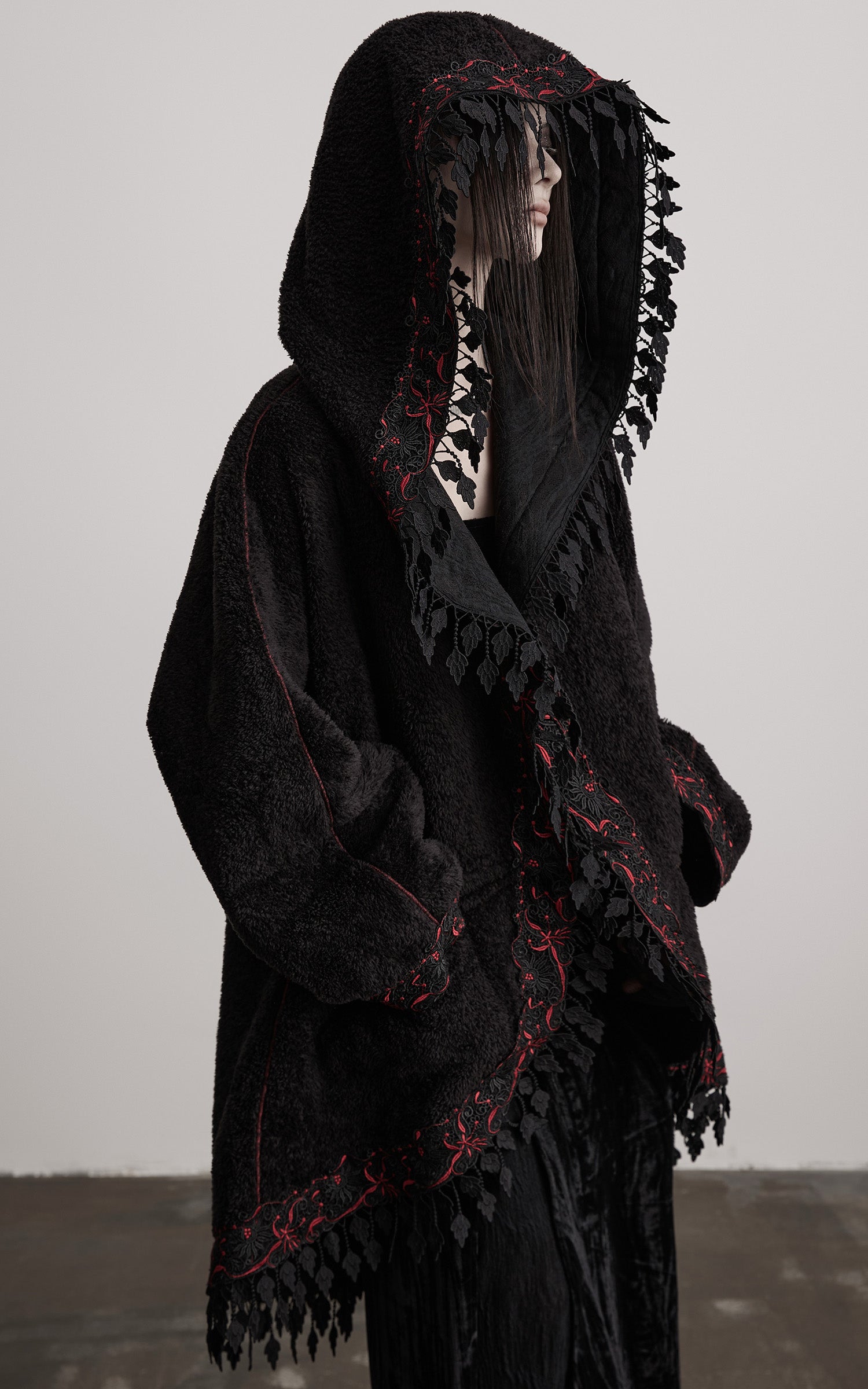 INDULGE Embroidered Hooded Cloak Jacket