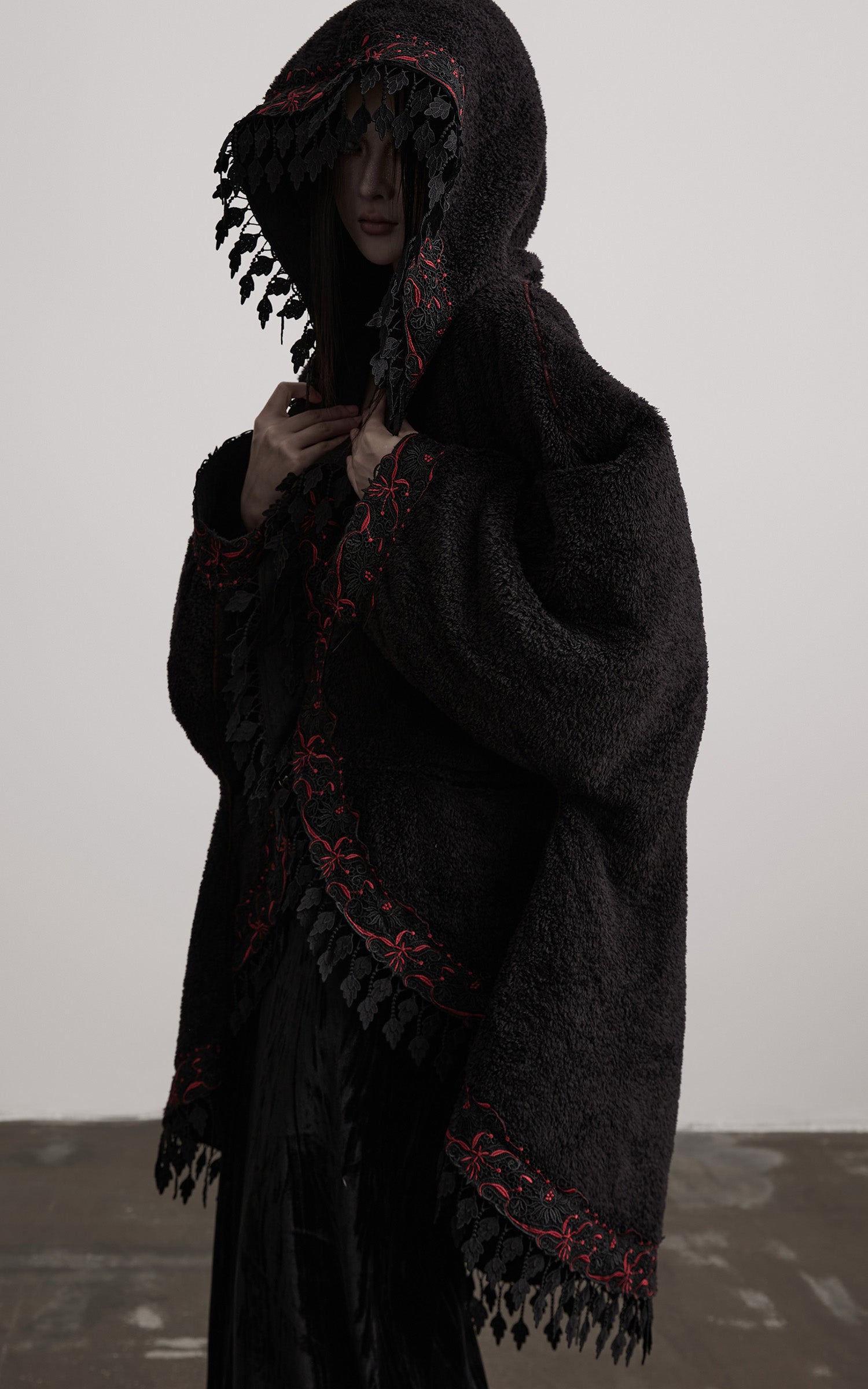 INDULGE Embroidered Hooded Cloak Jacket