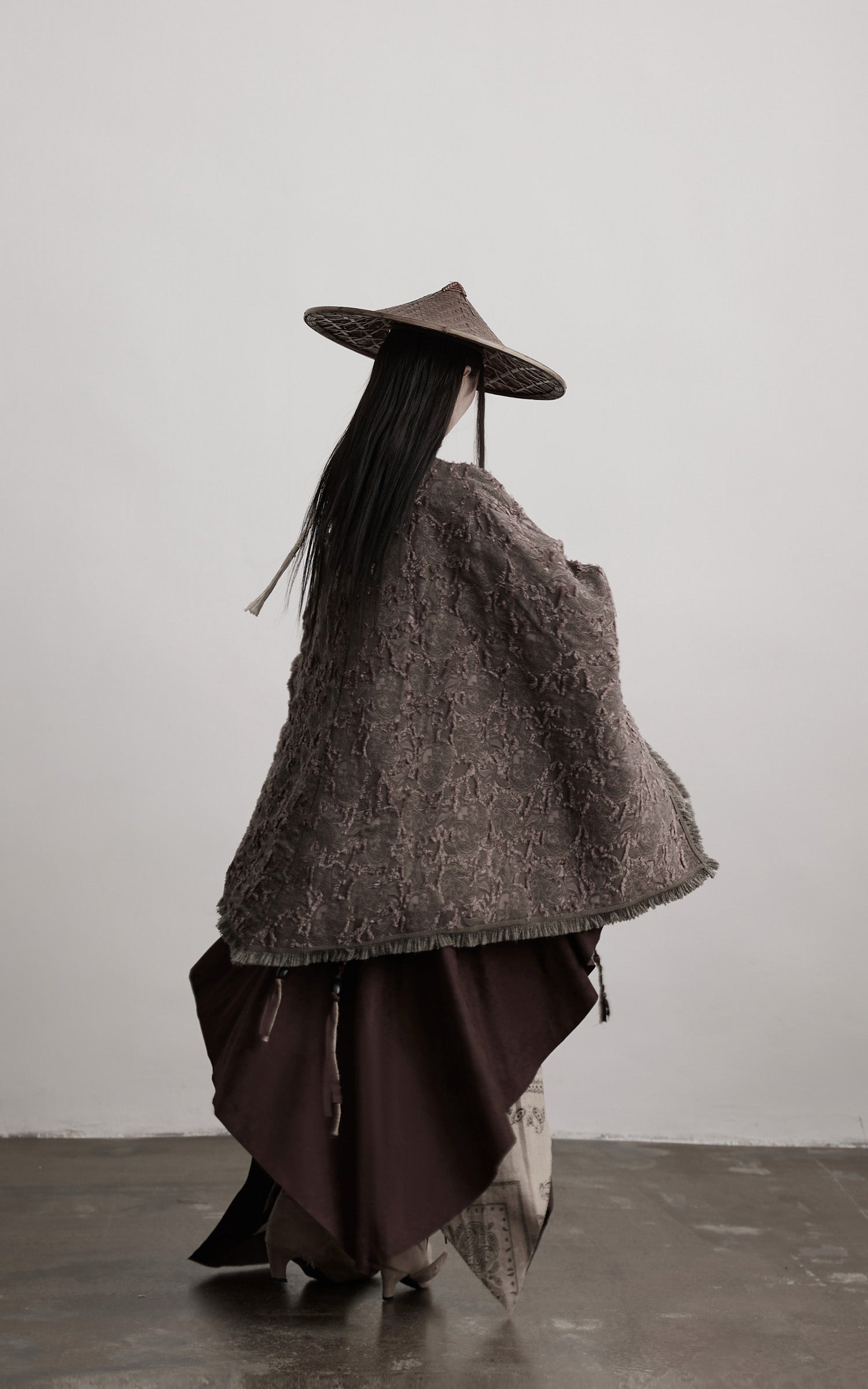 INDULGE Textured Jacquard Fringe Cloak