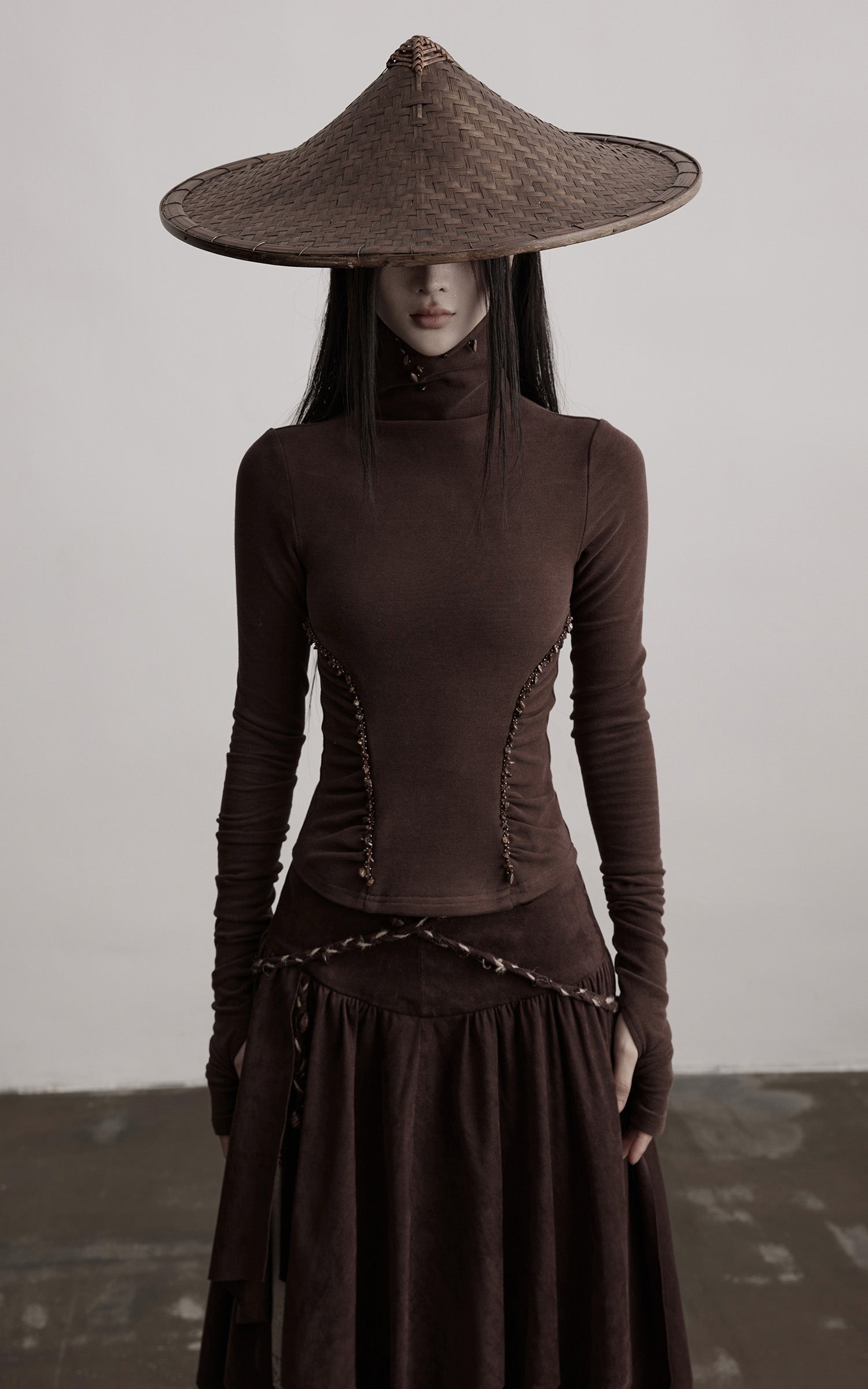 INDULGE Beaded Contour High-Neck Top