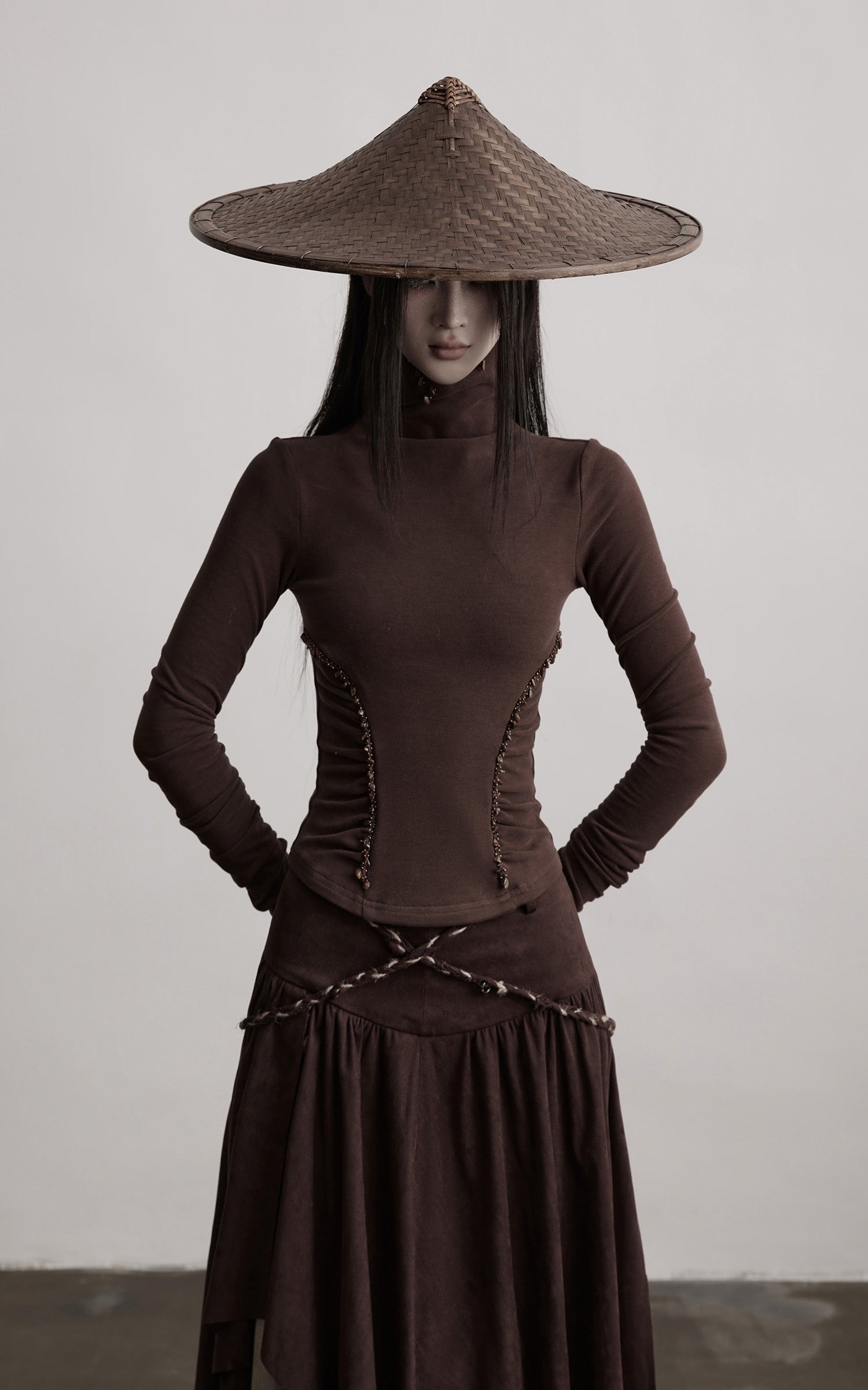 INDULGE Beaded Contour High-Neck Top