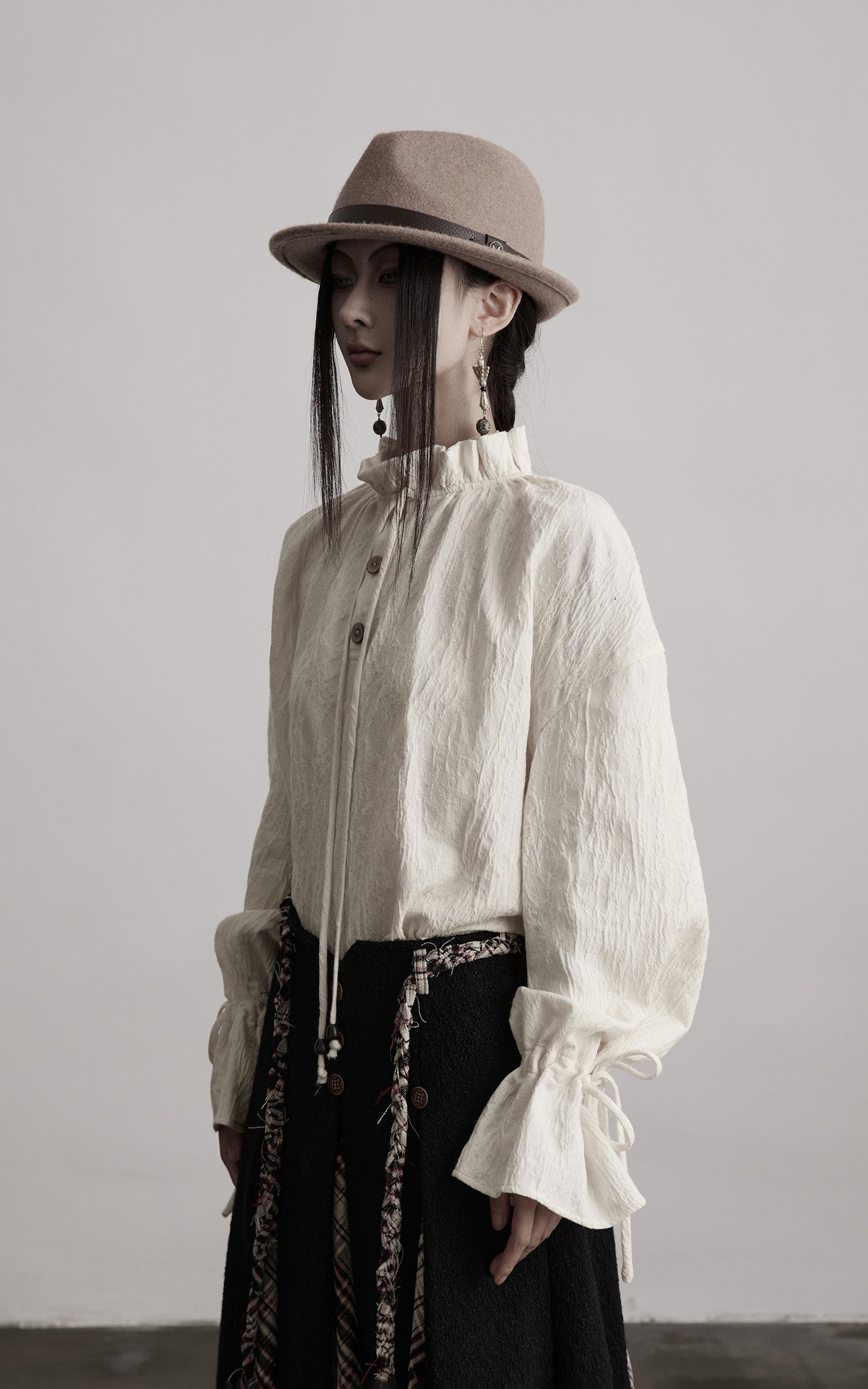 INDULGE Textured Gathered Sleeve Blouse