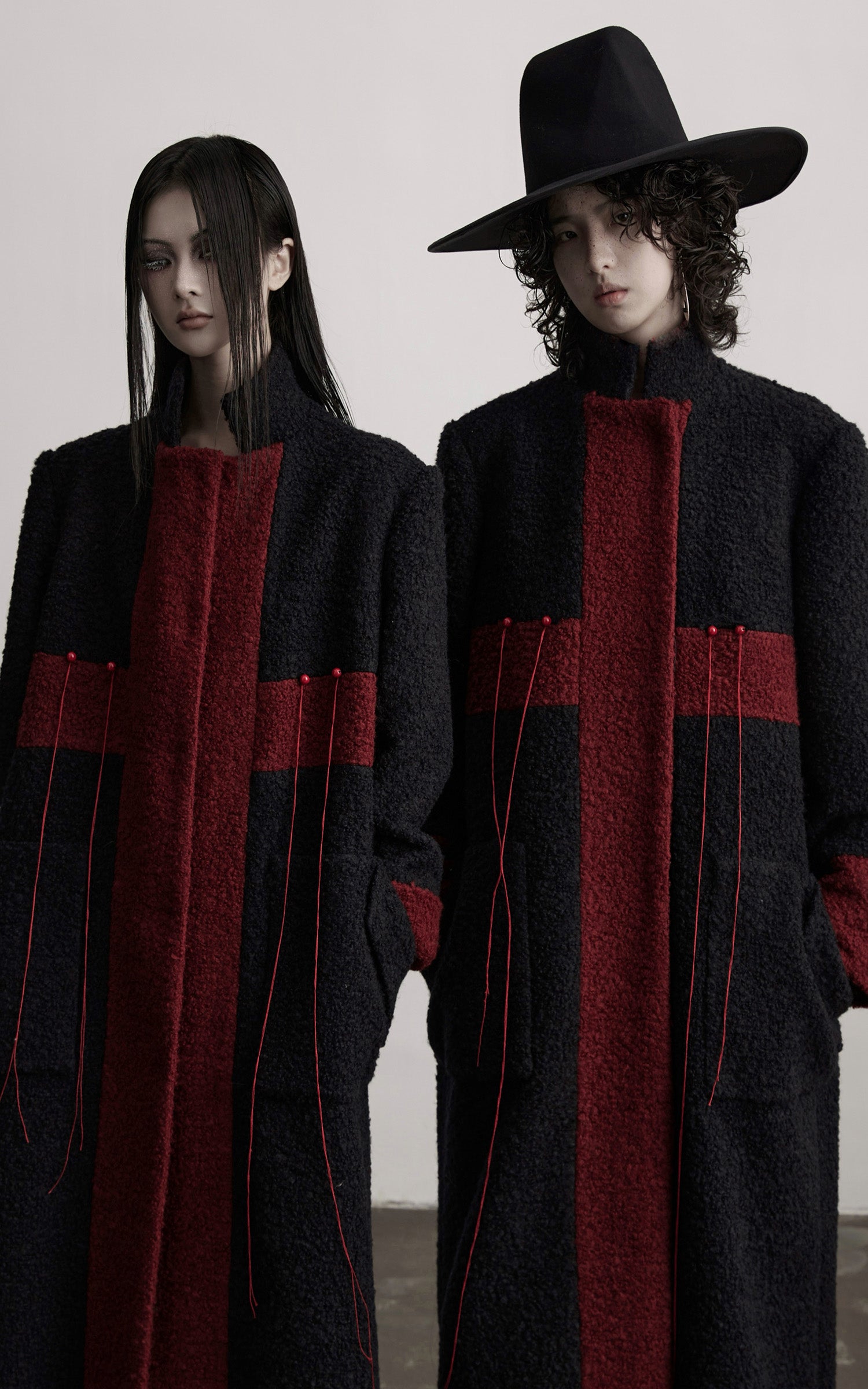 INDULGE Wool-Blend Contrast Panel Long Coat