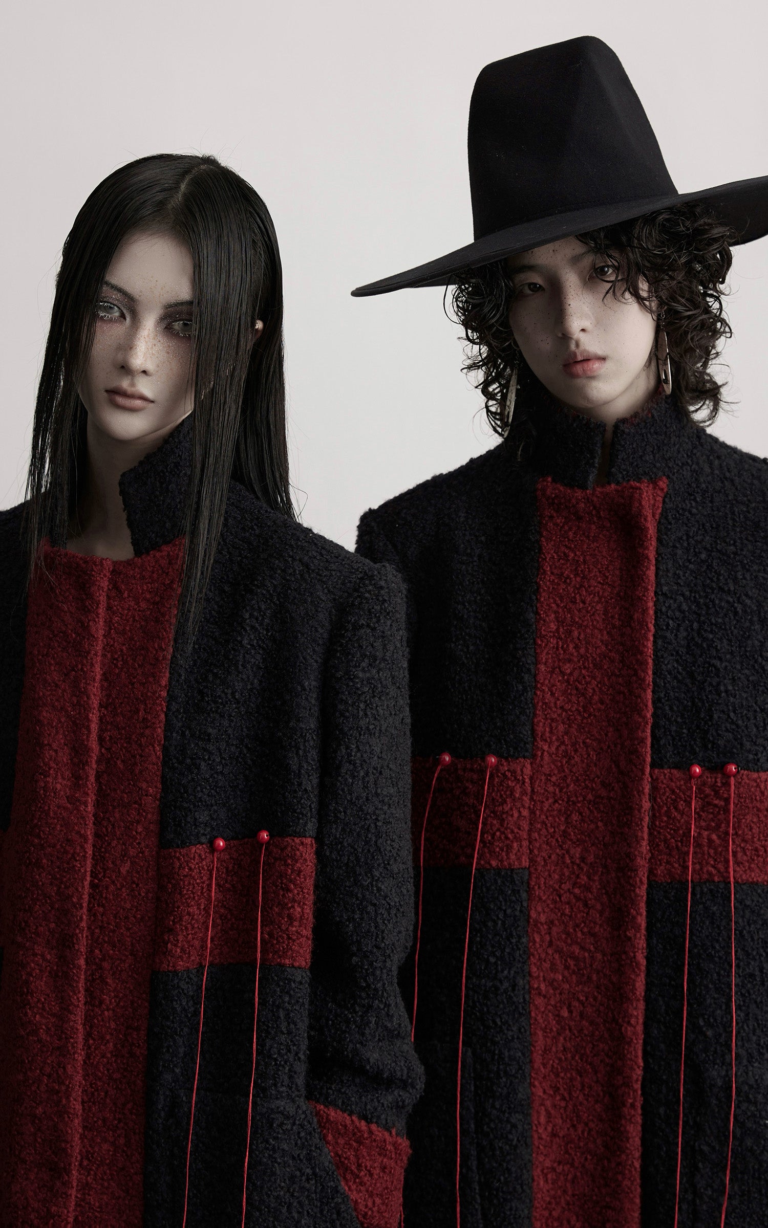 INDULGE Wool-Blend Contrast Panel Long Coat