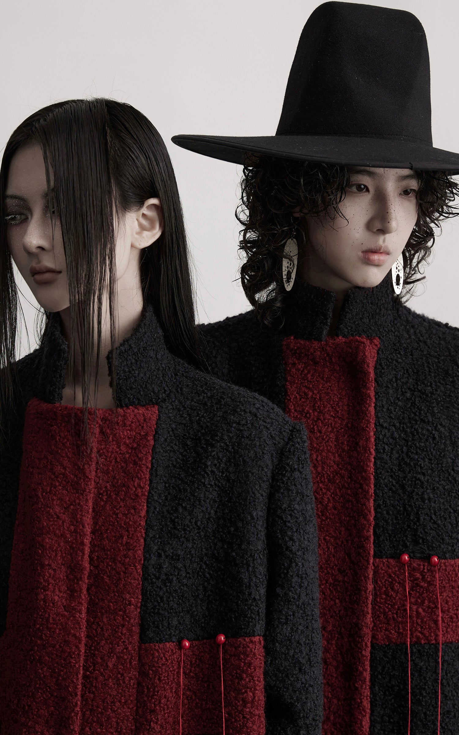 INDULGE Wool-Blend Contrast Panel Long Coat