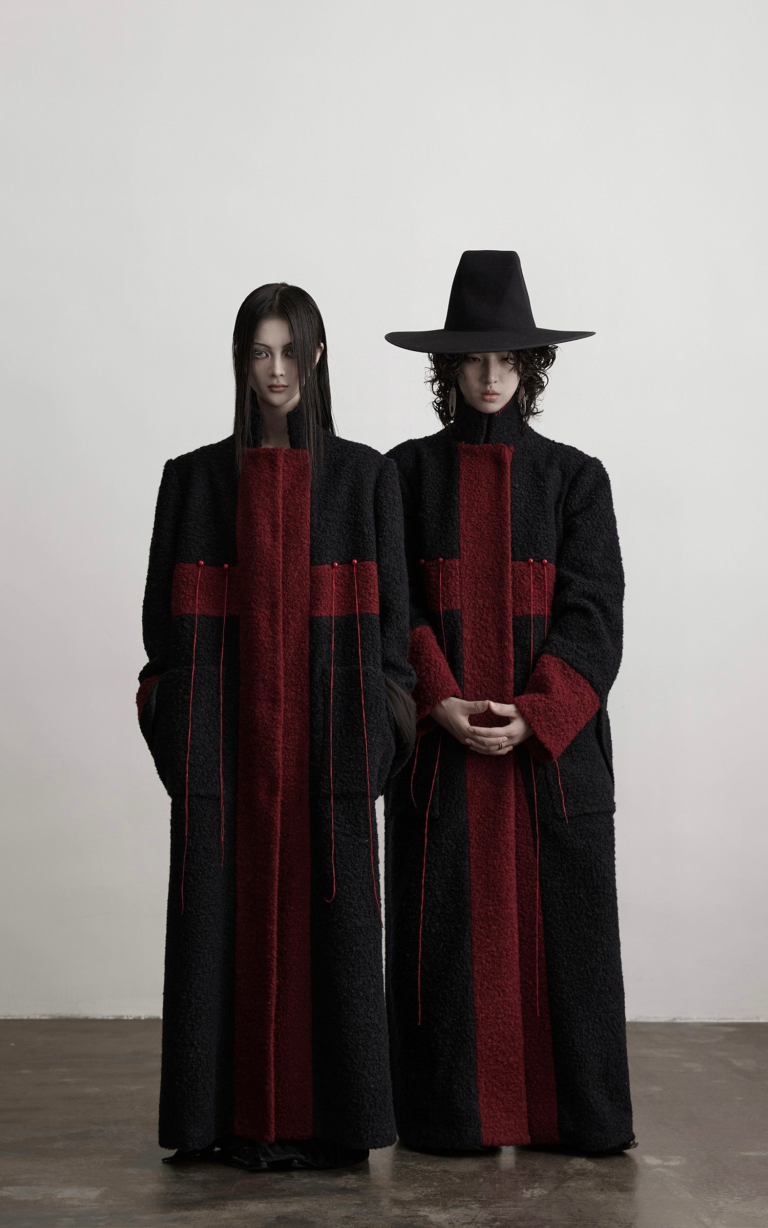 INDULGE Wool-Blend Contrast Panel Long Coat