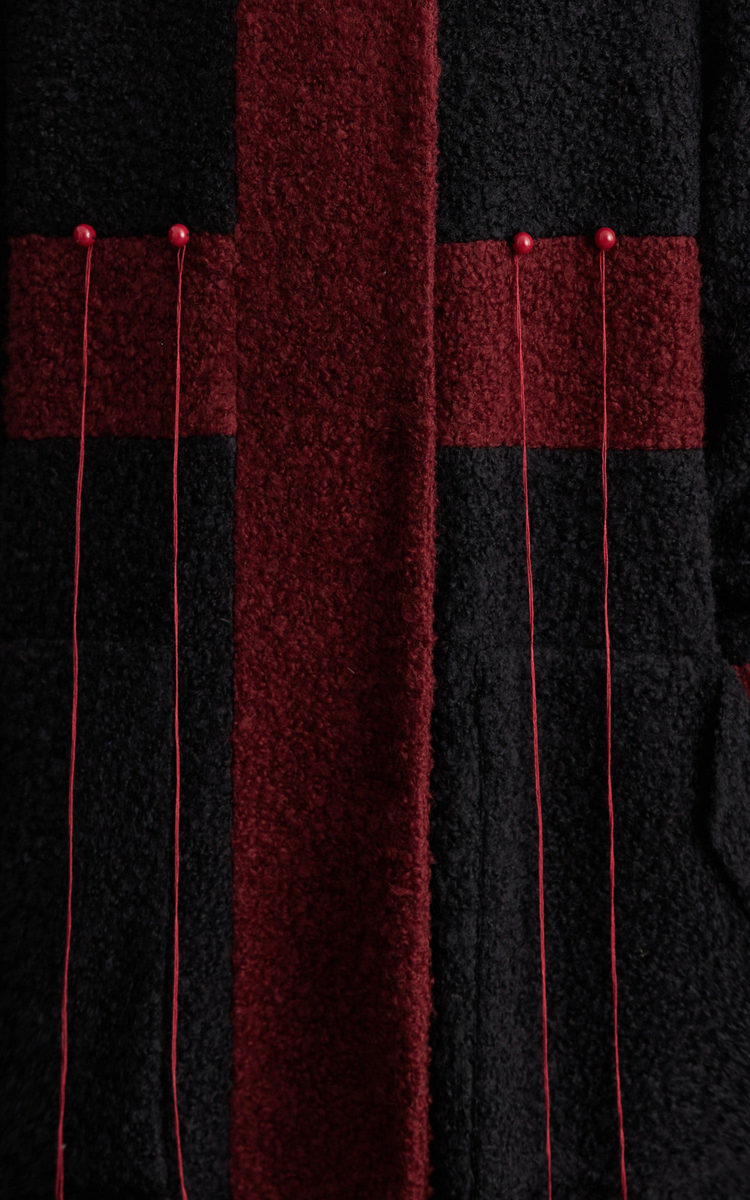 INDULGE Wool-Blend Contrast Panel Long Coat